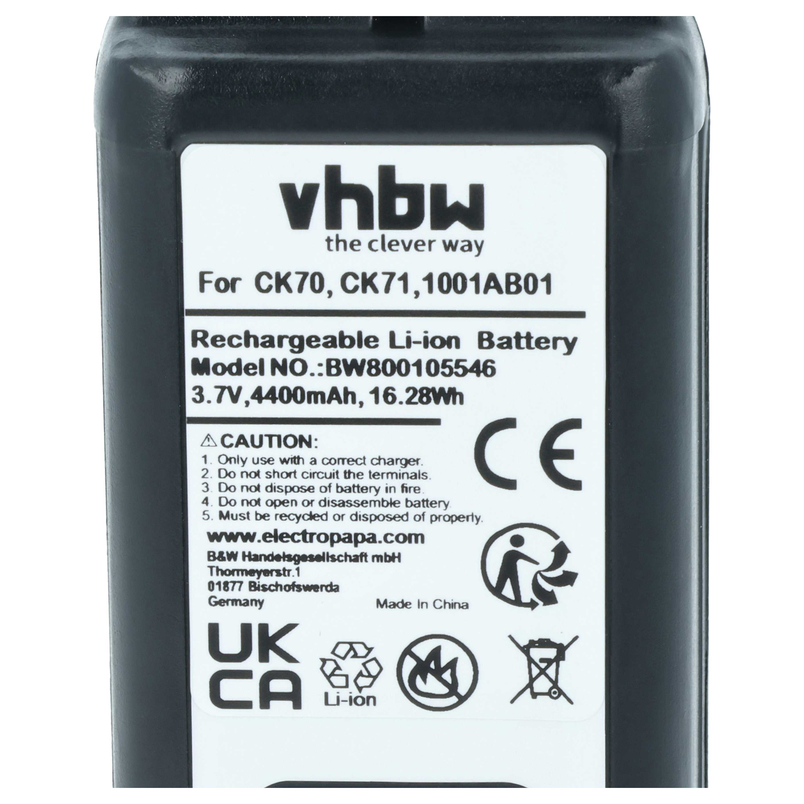 Batterie remplace Intermec 1001AB01, 318-046-001, 1001AB02 pour ordinateur mobile PDA Intermec - 4400mAh