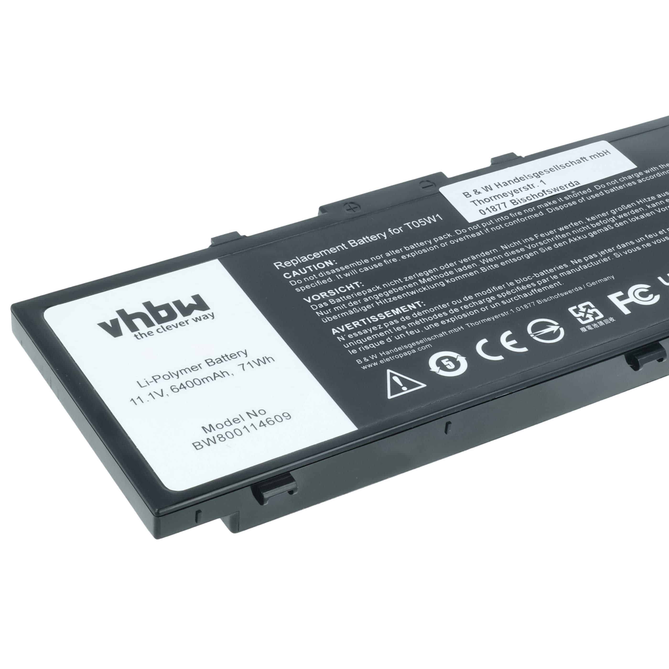 Akumulator do laptopa zamiennik Dell 451-BBSF, 451-BBSB, 451-BBSE, 1G9VM, 0FNY7 - 6400 mAh 11,1 V LiPo, czarny
