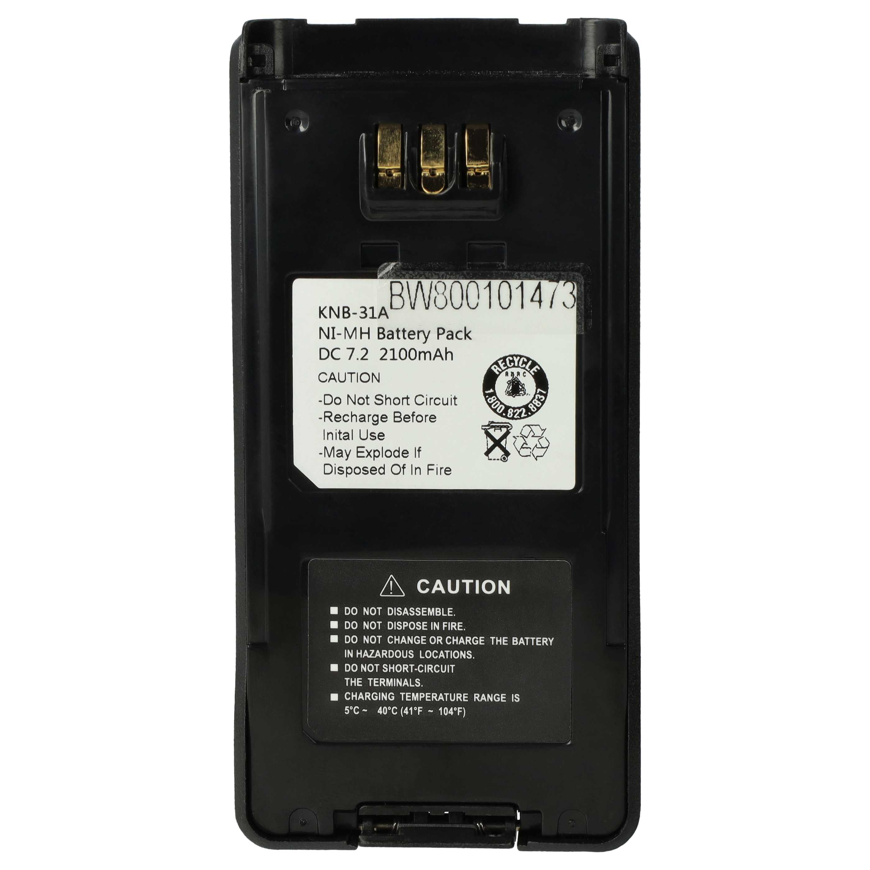 Batería reemplaza Kenwood KNB-32N, KNB-31A, KNB-33L para radio, walkie-talkie Kenwood - 2100 mAh 7,2 V NiMH