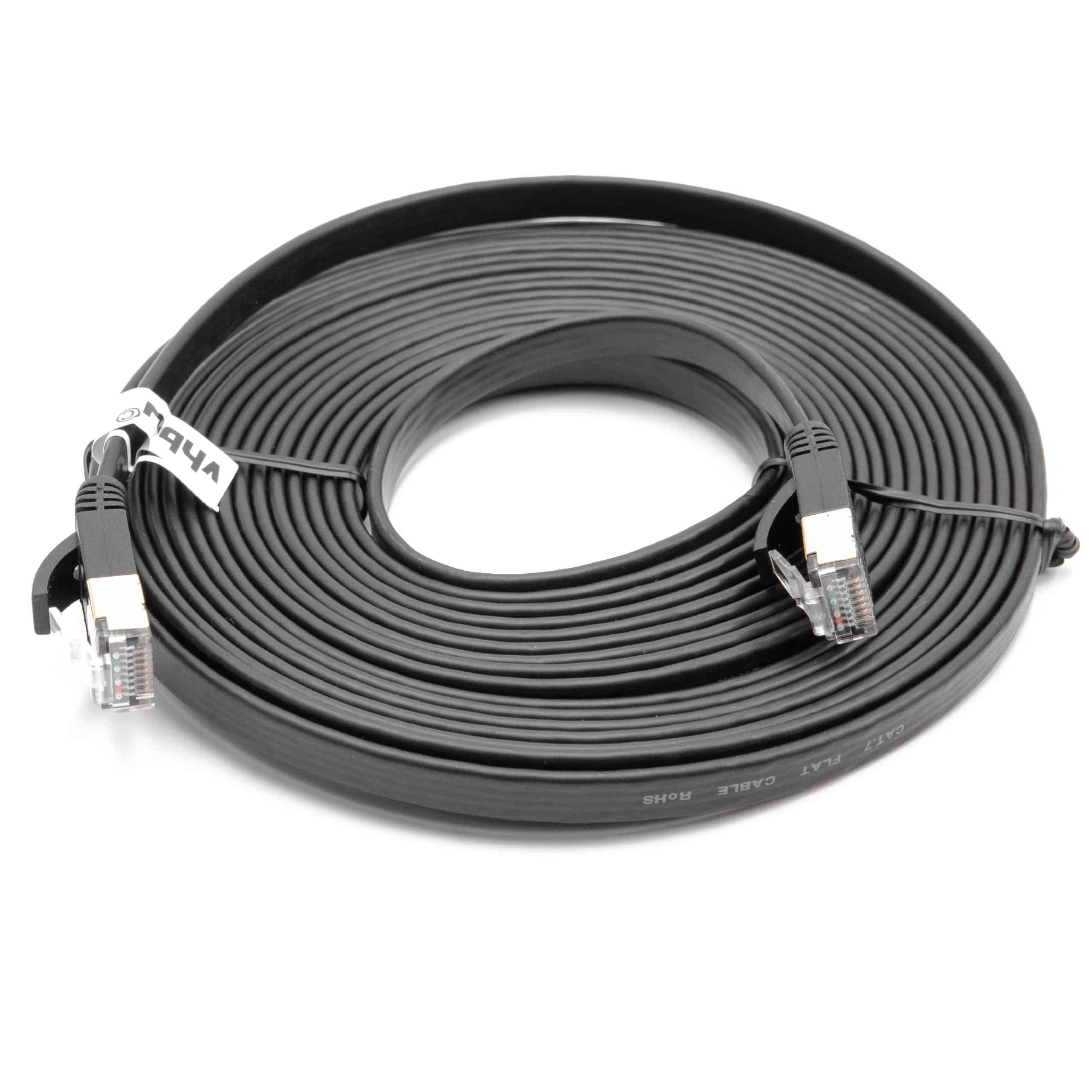 Ethernet LAN Patch Gigabit Network Cable CAT.7 5m black flat design, Internet Modem Cable