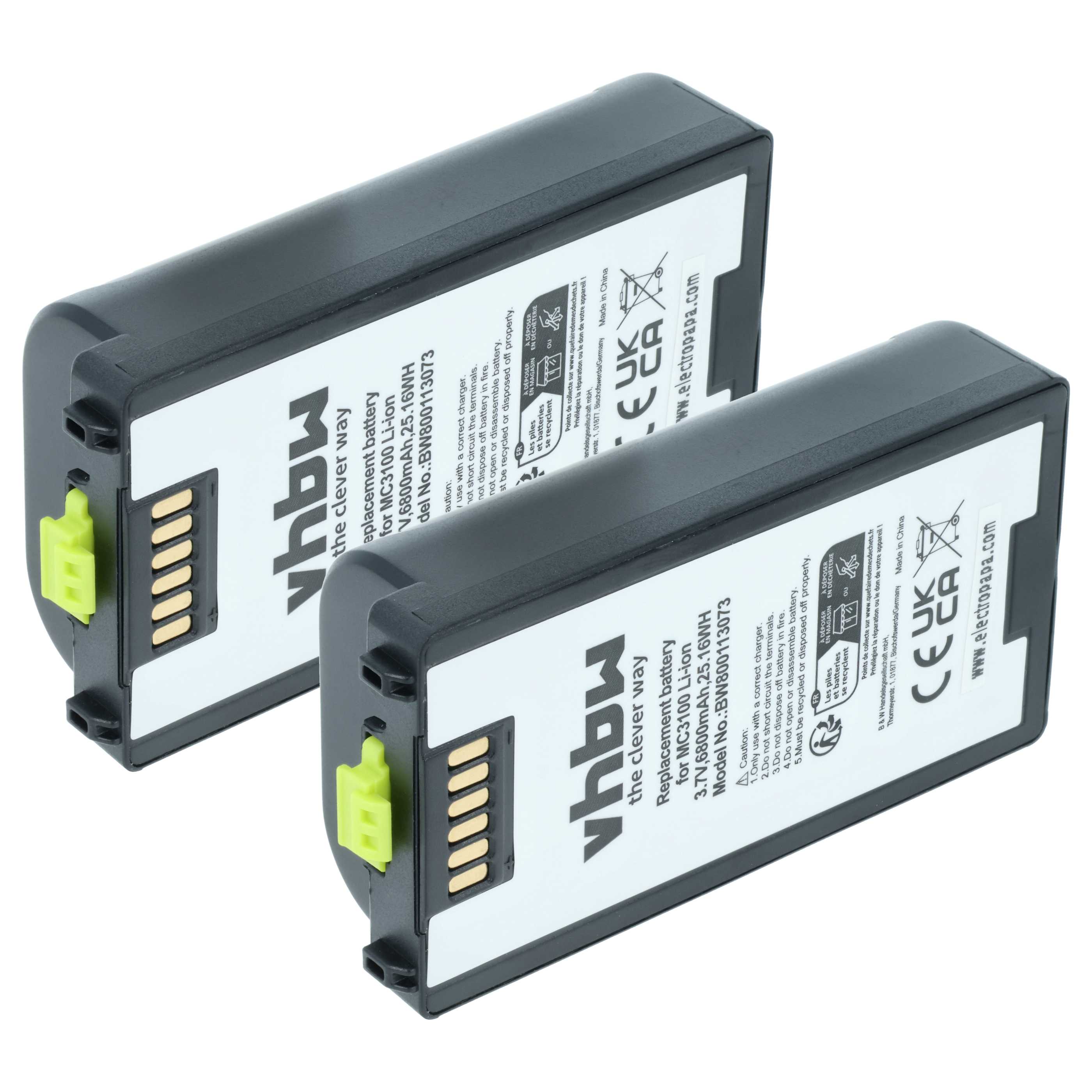 2x Battery replaces Symbol BTRY-MC31KAB02-50 for Symbol Barcode Scanner POS - 6800 mAh 3.7 V