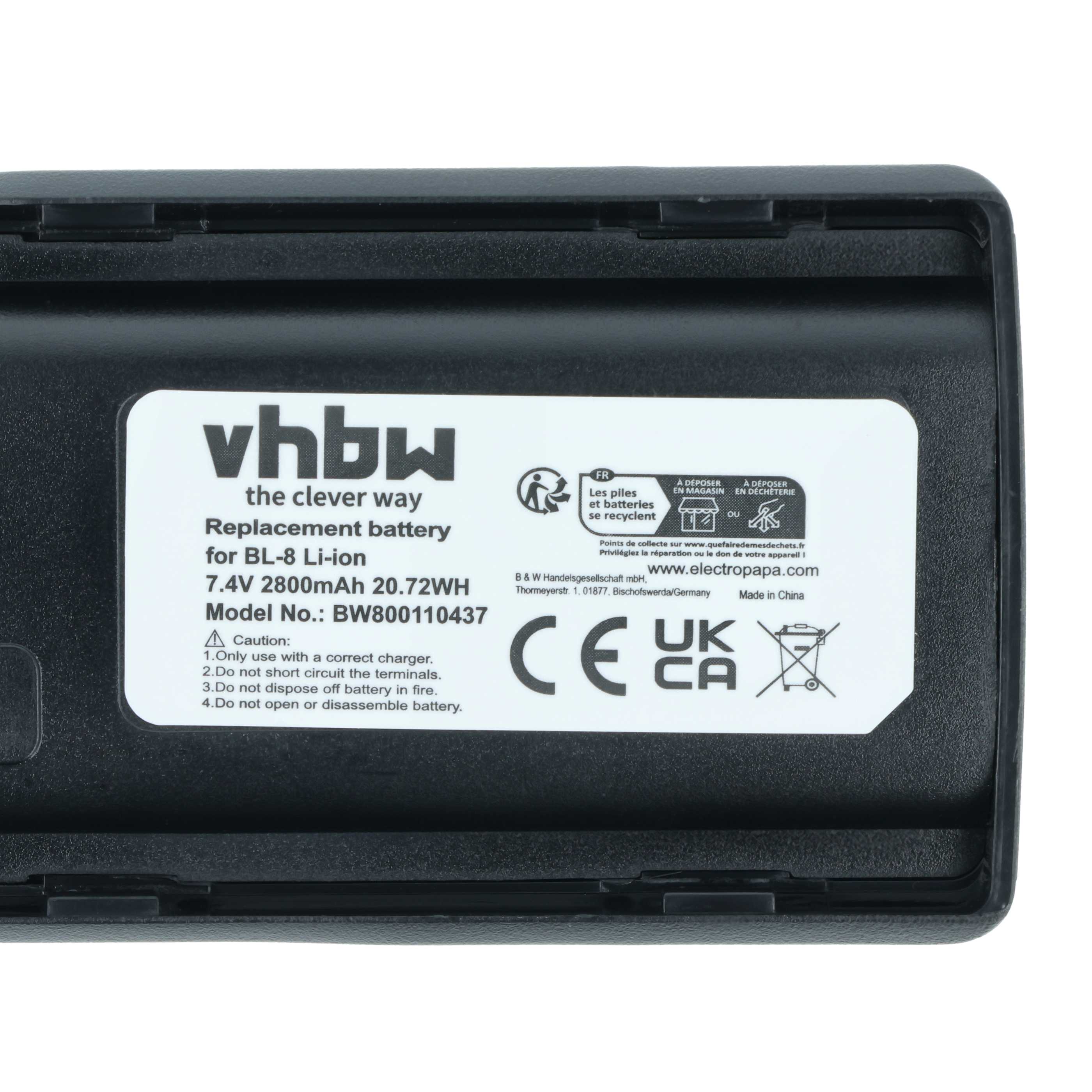 Radio Battery replaces Baofeng BL-8 - 2800 mAh 7.4 V Li-Ion