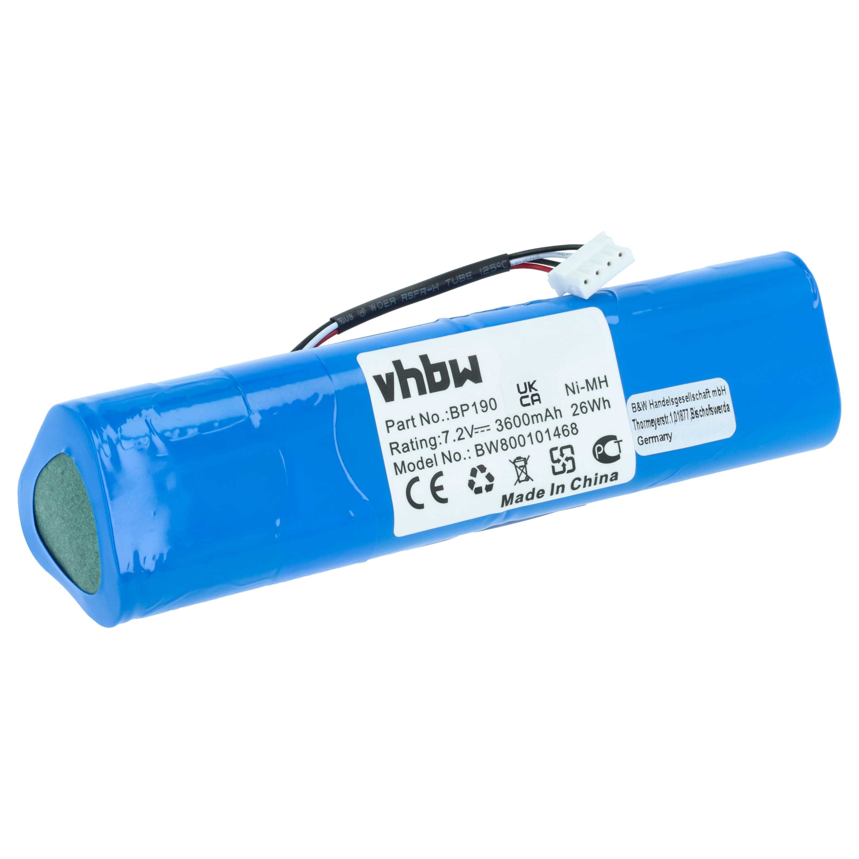 Batería reemplaza Fluke B11432, BP-190, BP190 para dispositivo medición (3600 mAh, 7,2 V, NiMH)