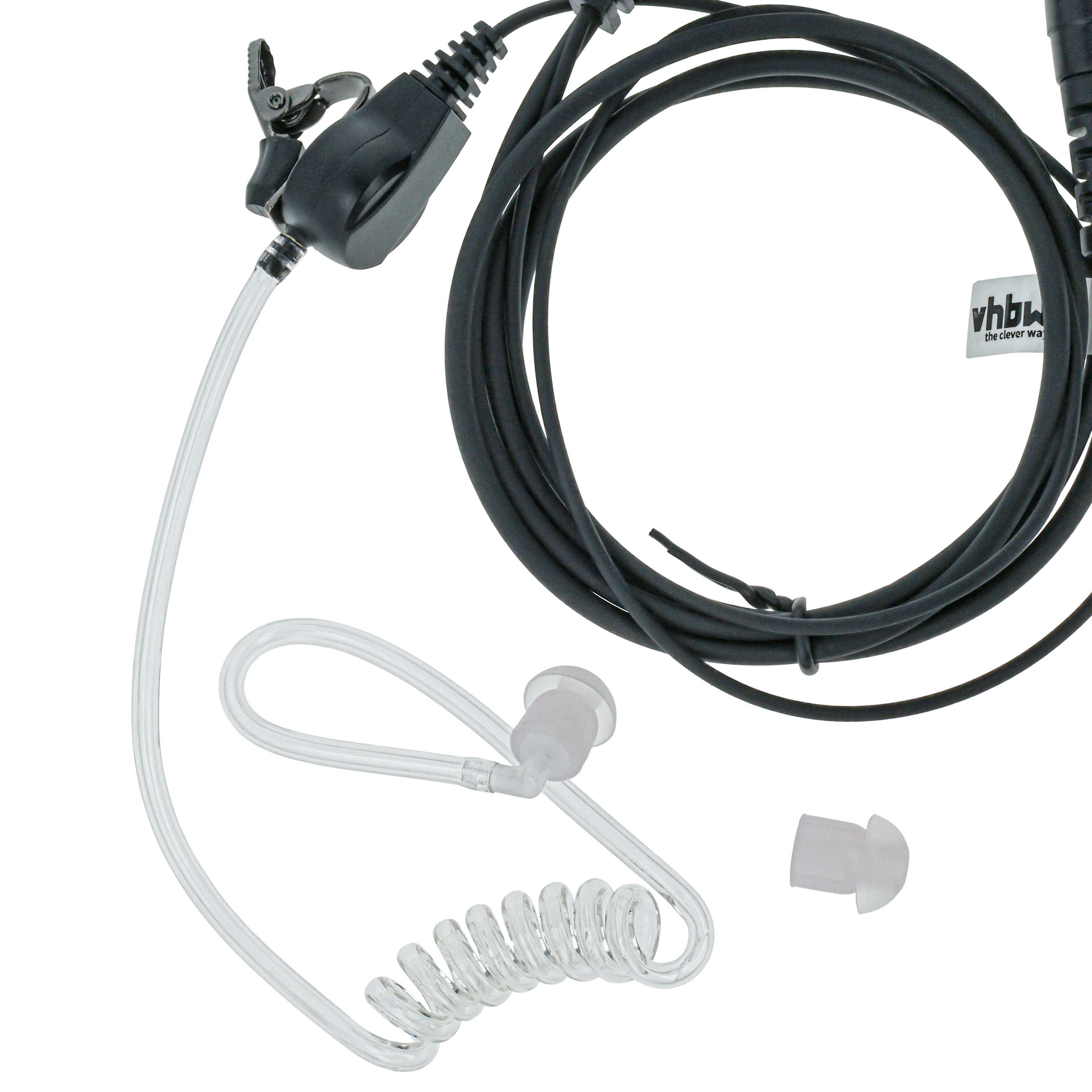 Security Radio Headset suitable for HYT / Hytera X1e - with PTT Microphone + Clip Mount + Phono Cable