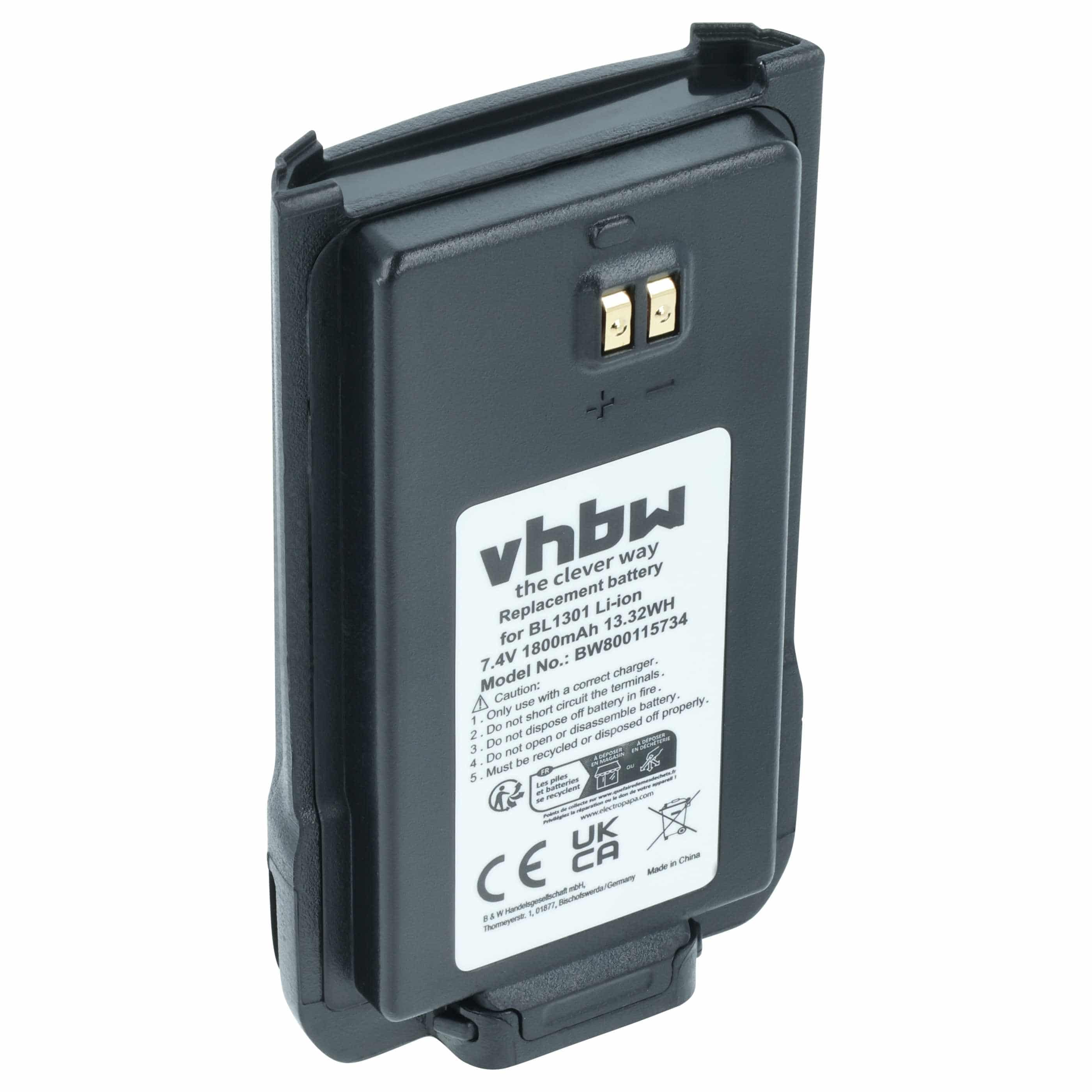 Radio Battery replaces Hyt / Hytera BL2407, BL1301, BL1719 - 1800 mAh 7.4 V Li-Ion