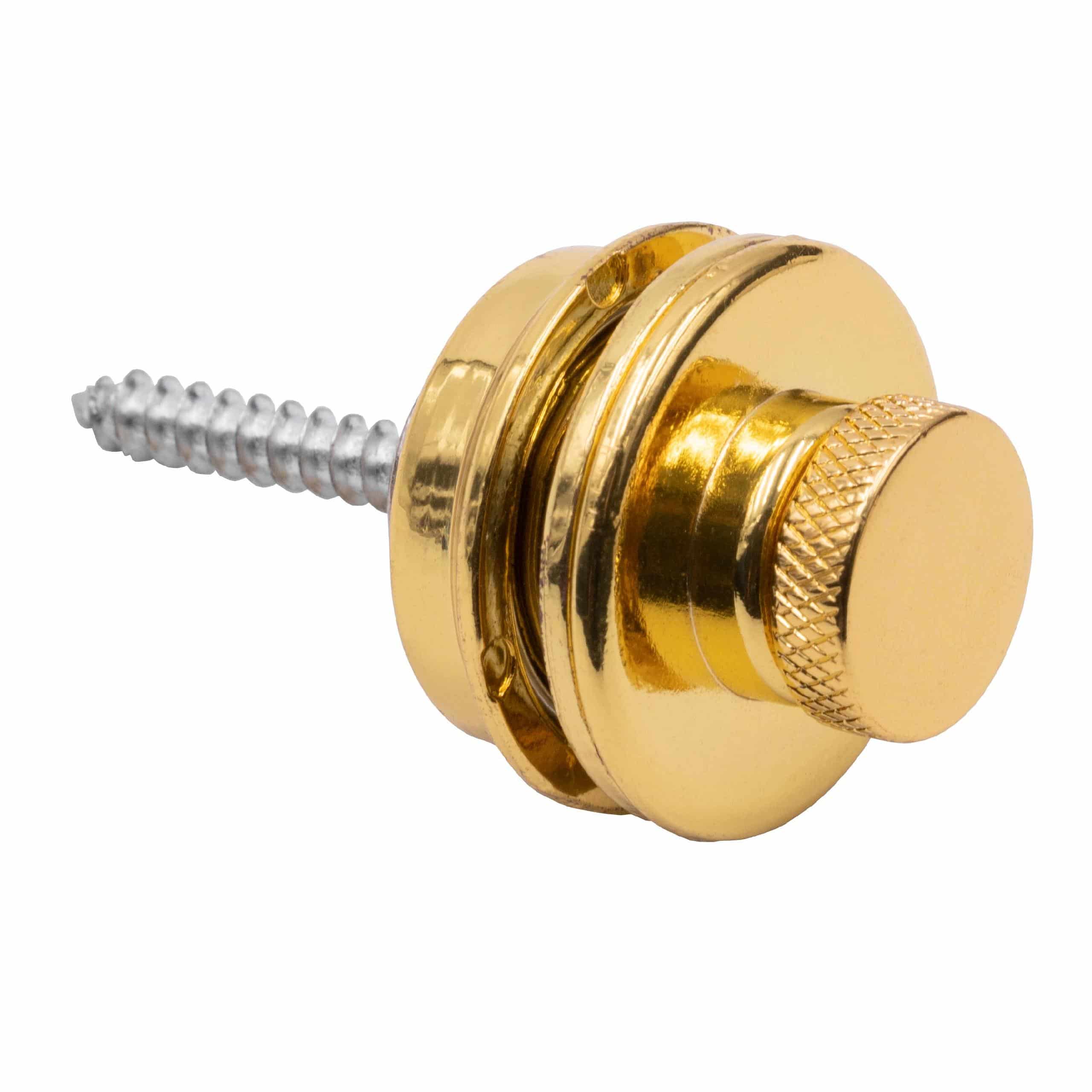 Security Strap Lock Straplock Button Pin Peg for Electric/Acoustic Guitar, Bass; gold with Quick-Release Clam