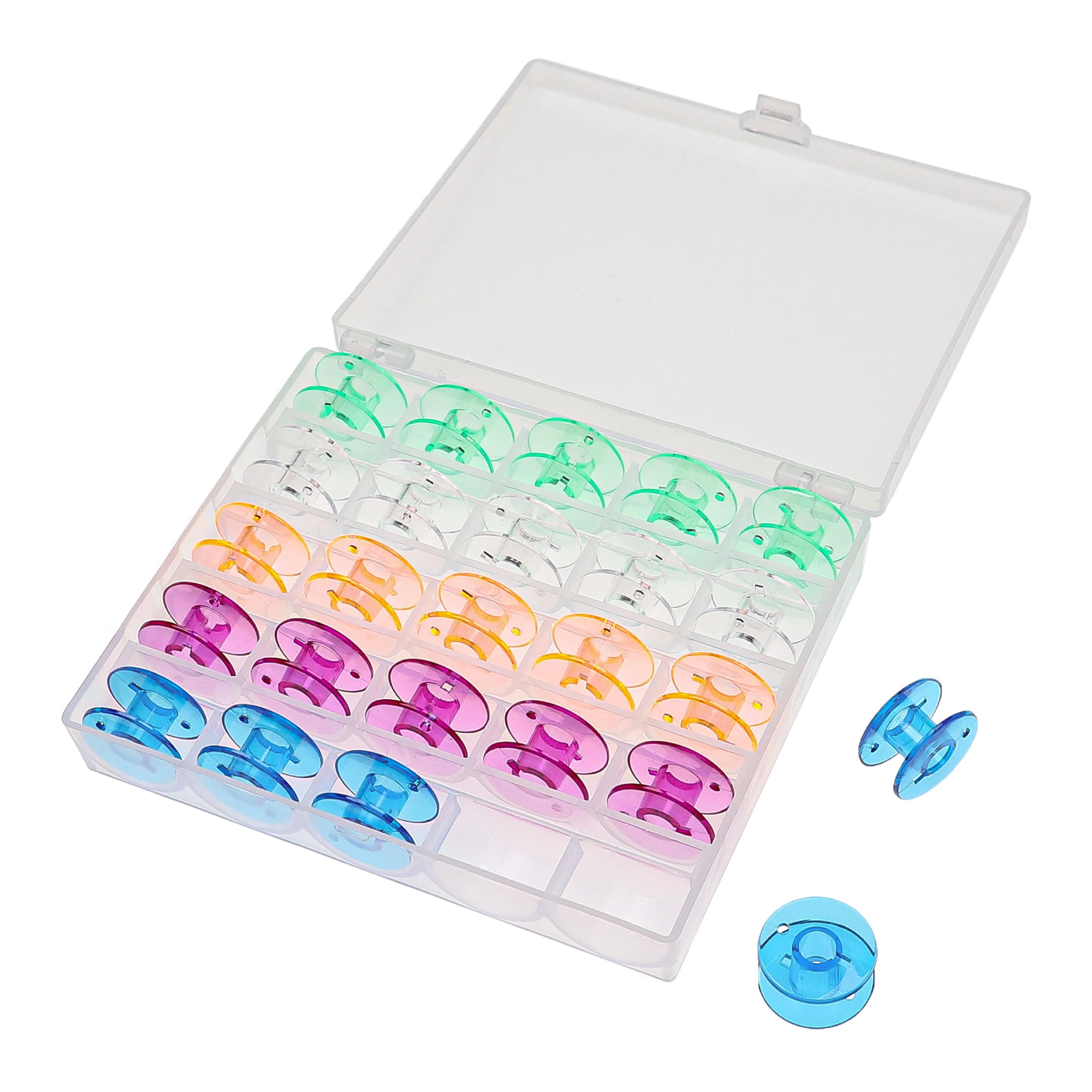 Storage Box for Many Standard Sewing Machine Bobbins - incl. Lower Thread Spool, Coloured