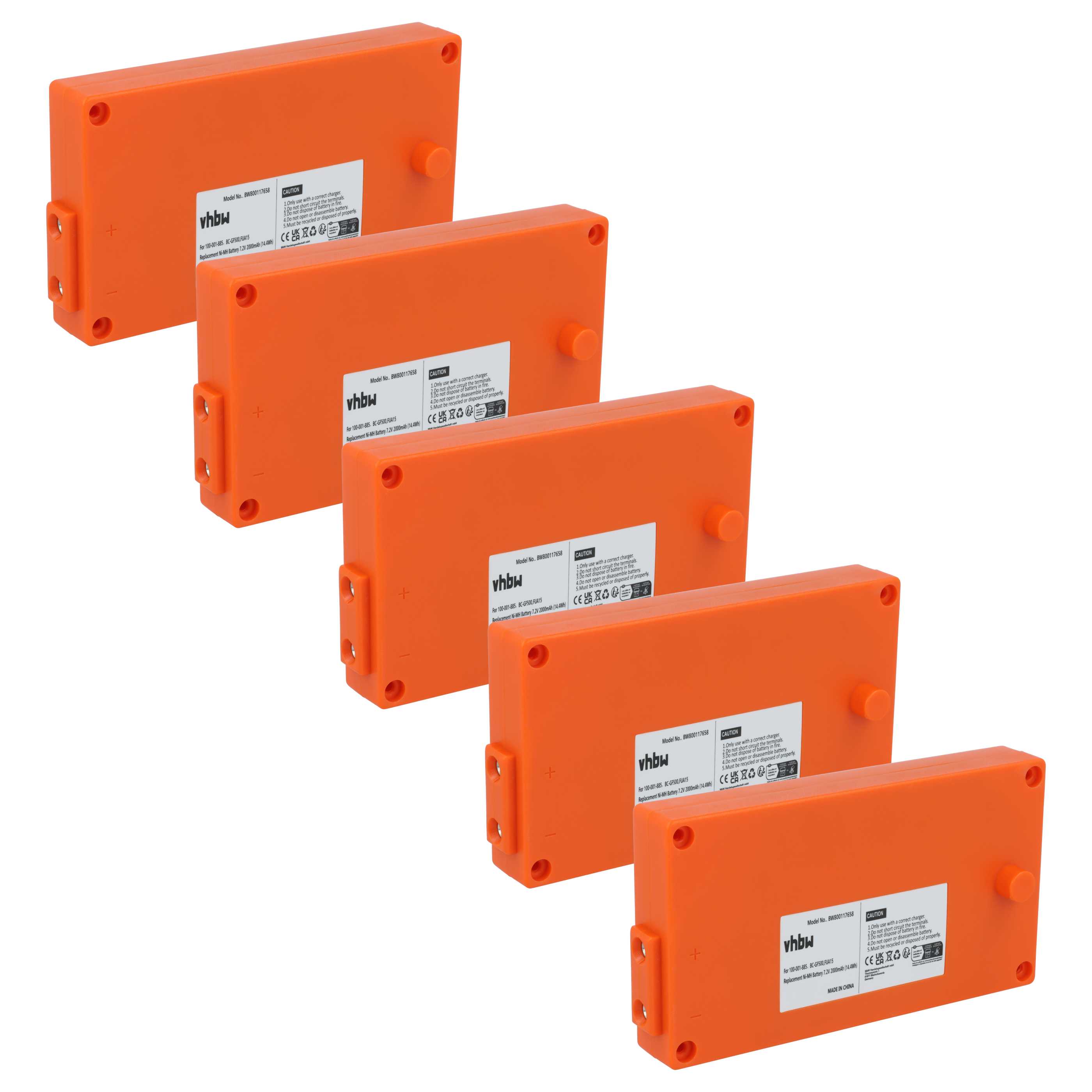 Akku (5 Stück) als Ersatz für Gross Funk FUA50, BC-GF500, 100-001-885, FUA15 Steuerung - 2000mAh 7,2V NiMH