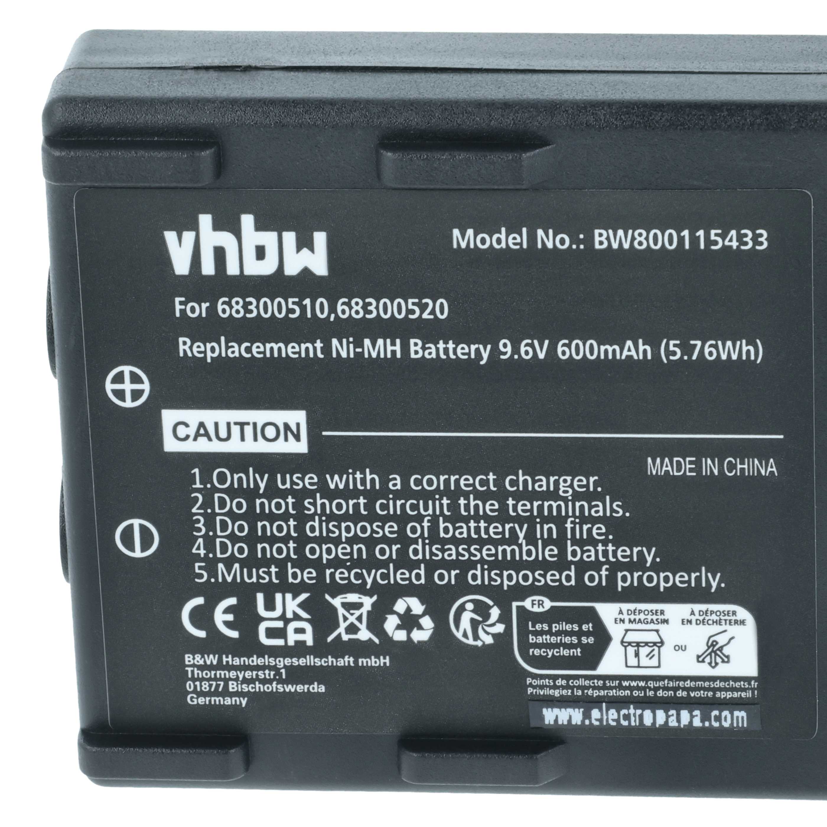 3x Akumulator do zdalnego sterowania zamiennik Abitron 68300510, 68300520, 68300525 - 600mAh 9,6V NiMH