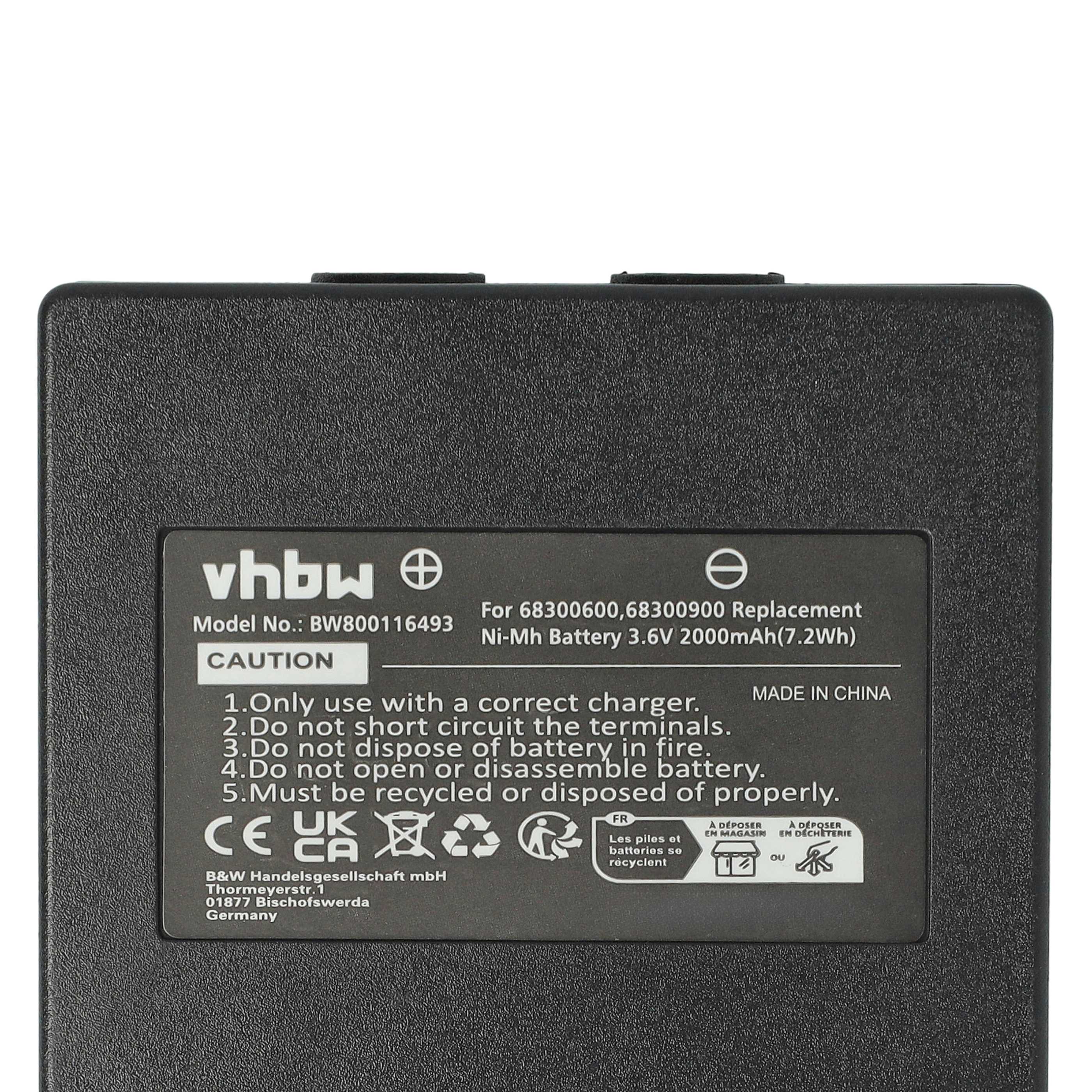 Batería (5 ud) reemplaza Abitron KH68300990, EX2-22 sistema control - 2000mAh 3,6V NiMH