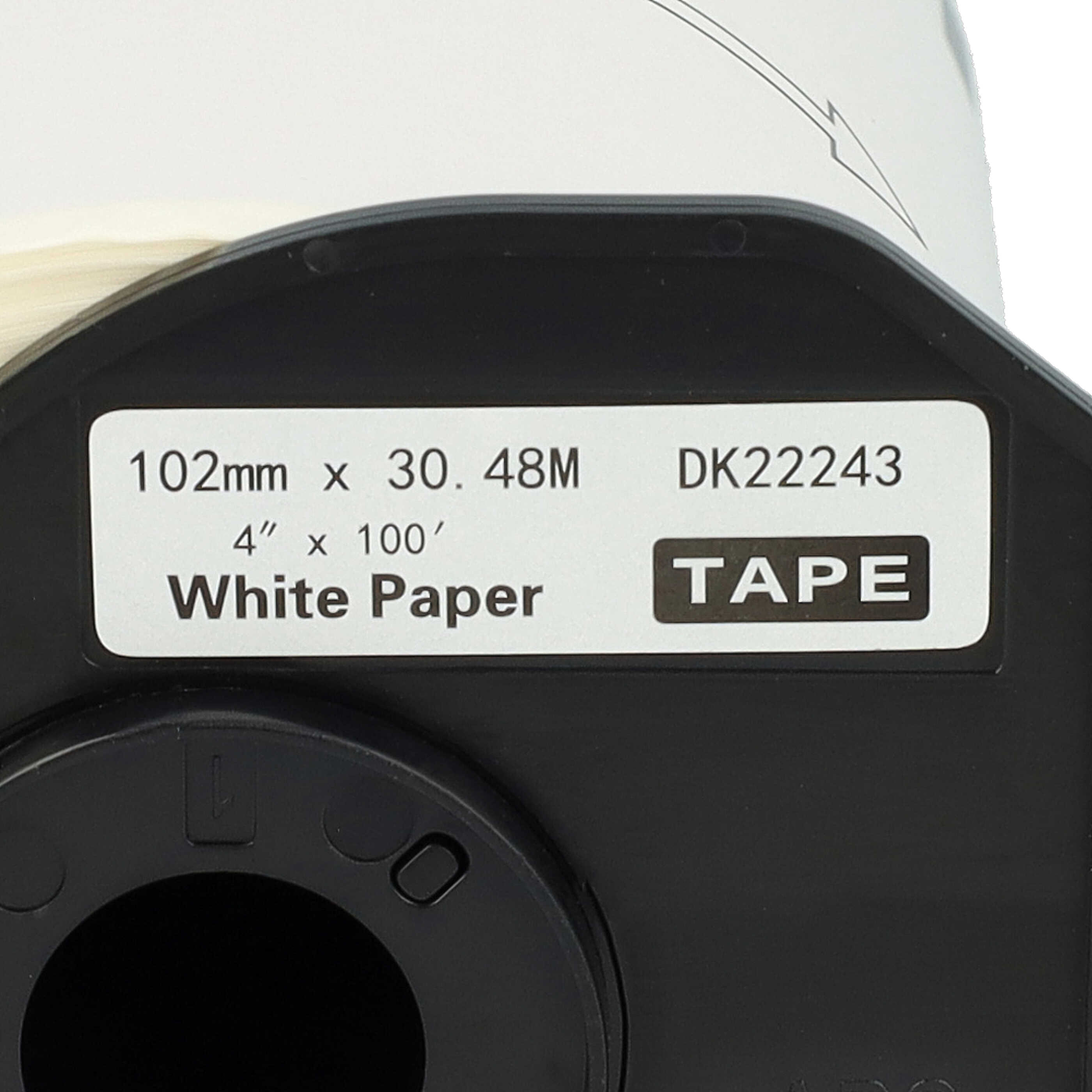 2x Label Roll replaces Brother DK-22243 Labeller - 102 mm x 30.48 m + Holder
