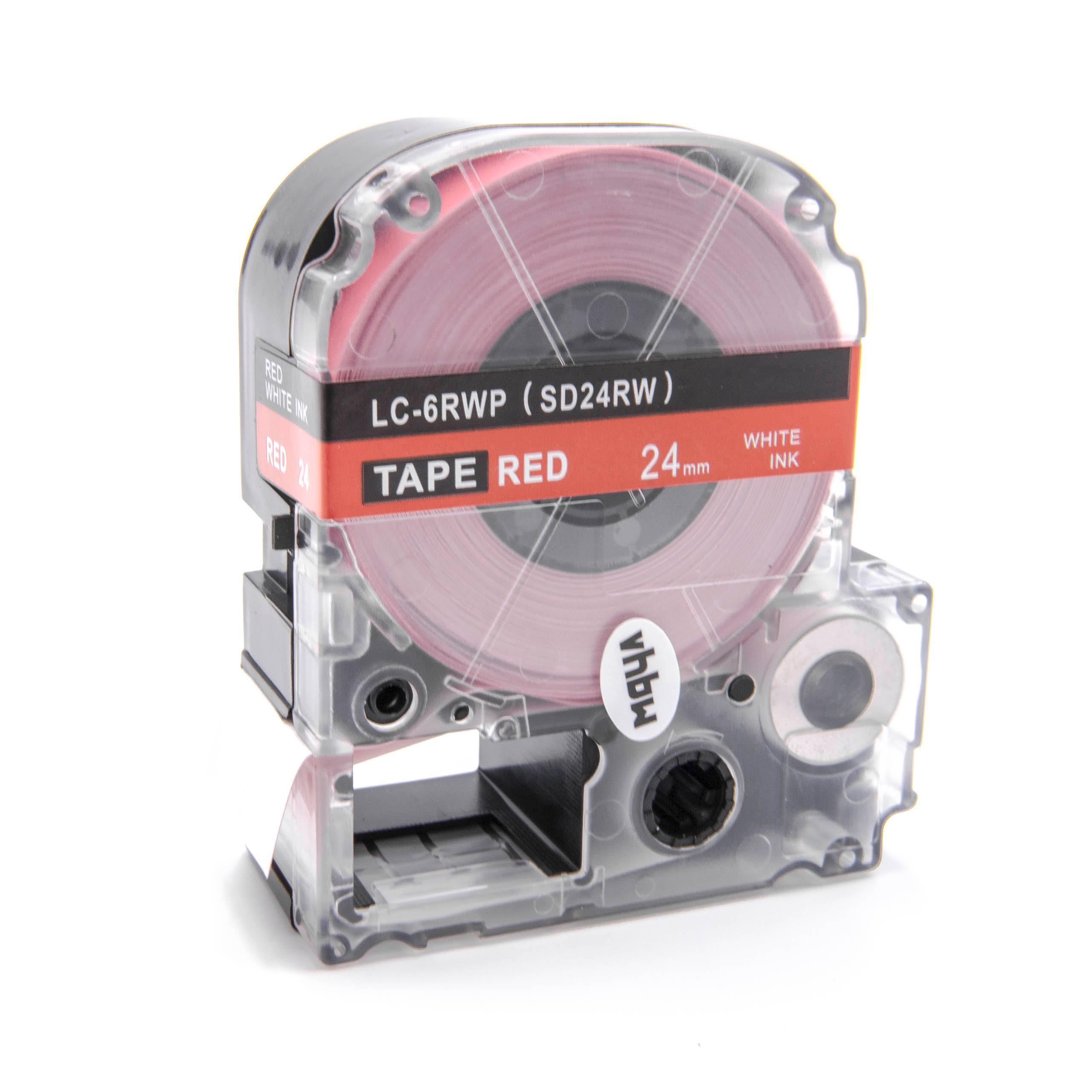 Label Tape as Replacement for Epson LC-6RWP - 24 mm White to Red