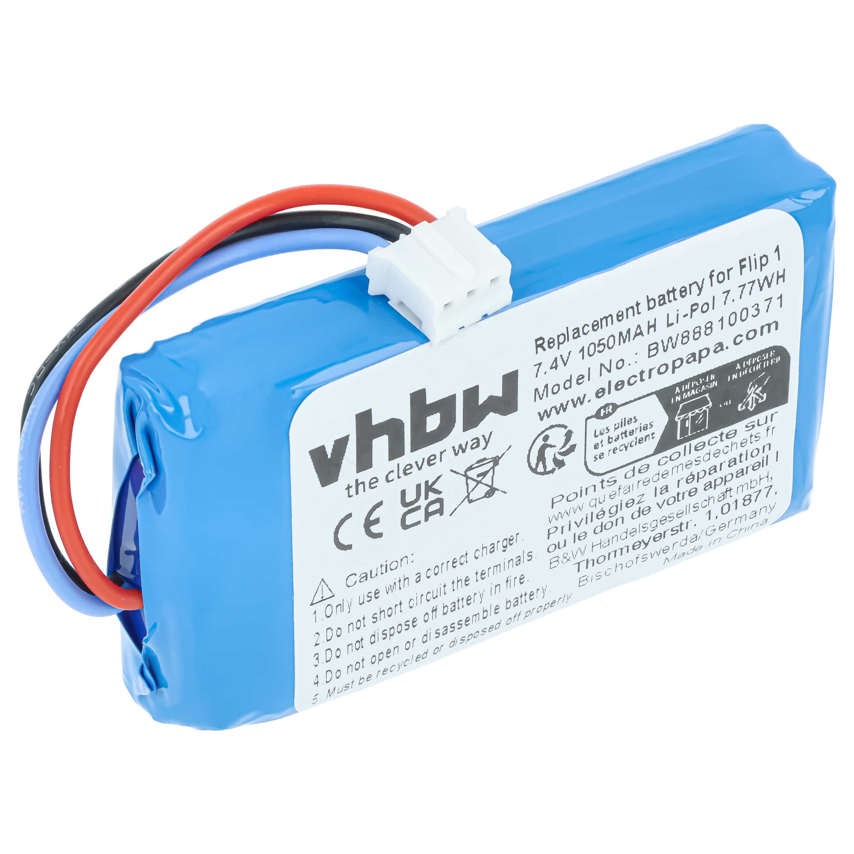 Batteria sostituisce JBL AEC653055-2S per altoparlanti - 1050mAh 7,4V Li-Poly