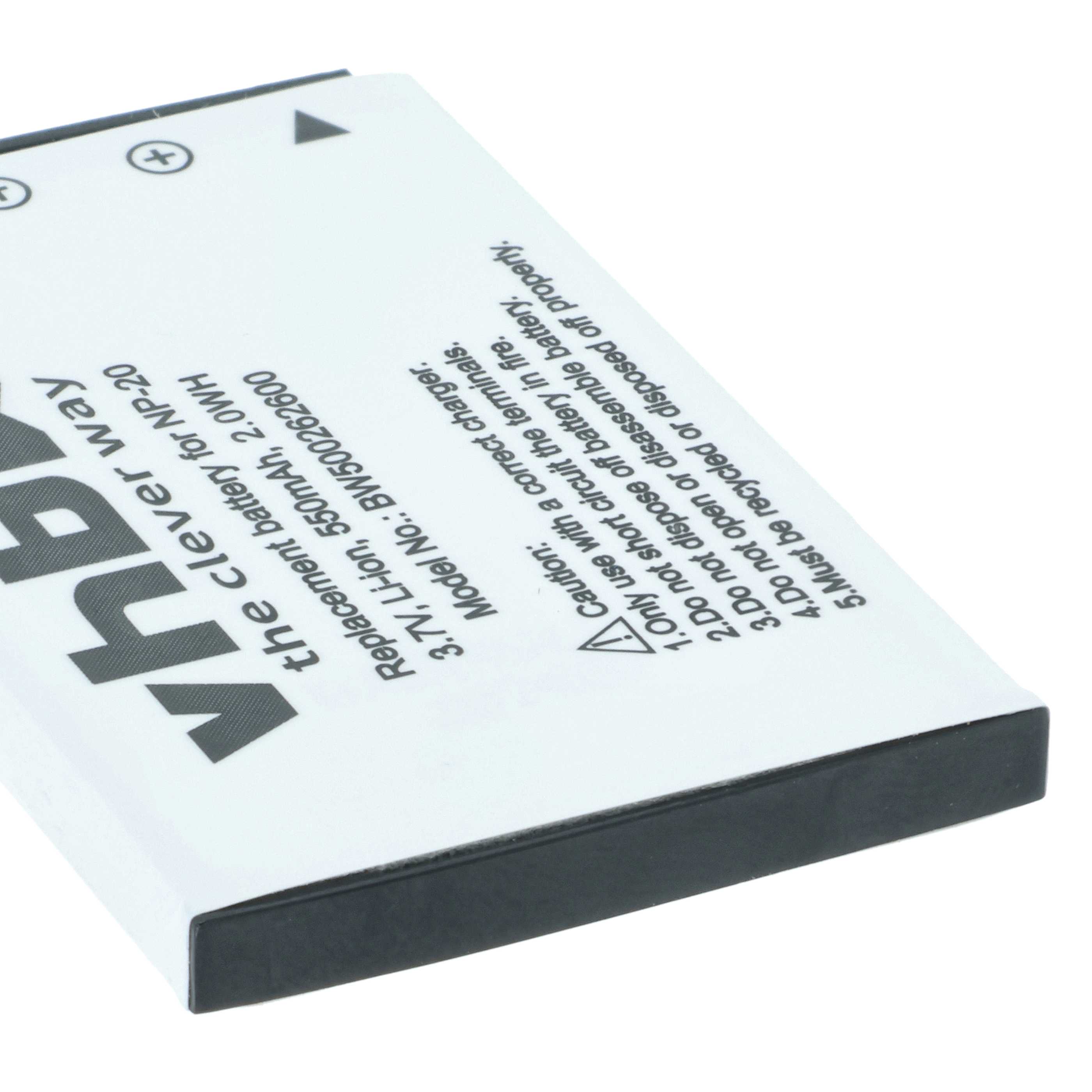 2x Battery replaces Casio NP-20DBA, NP-20 - 550mAh, 3.6V, Li-Ion