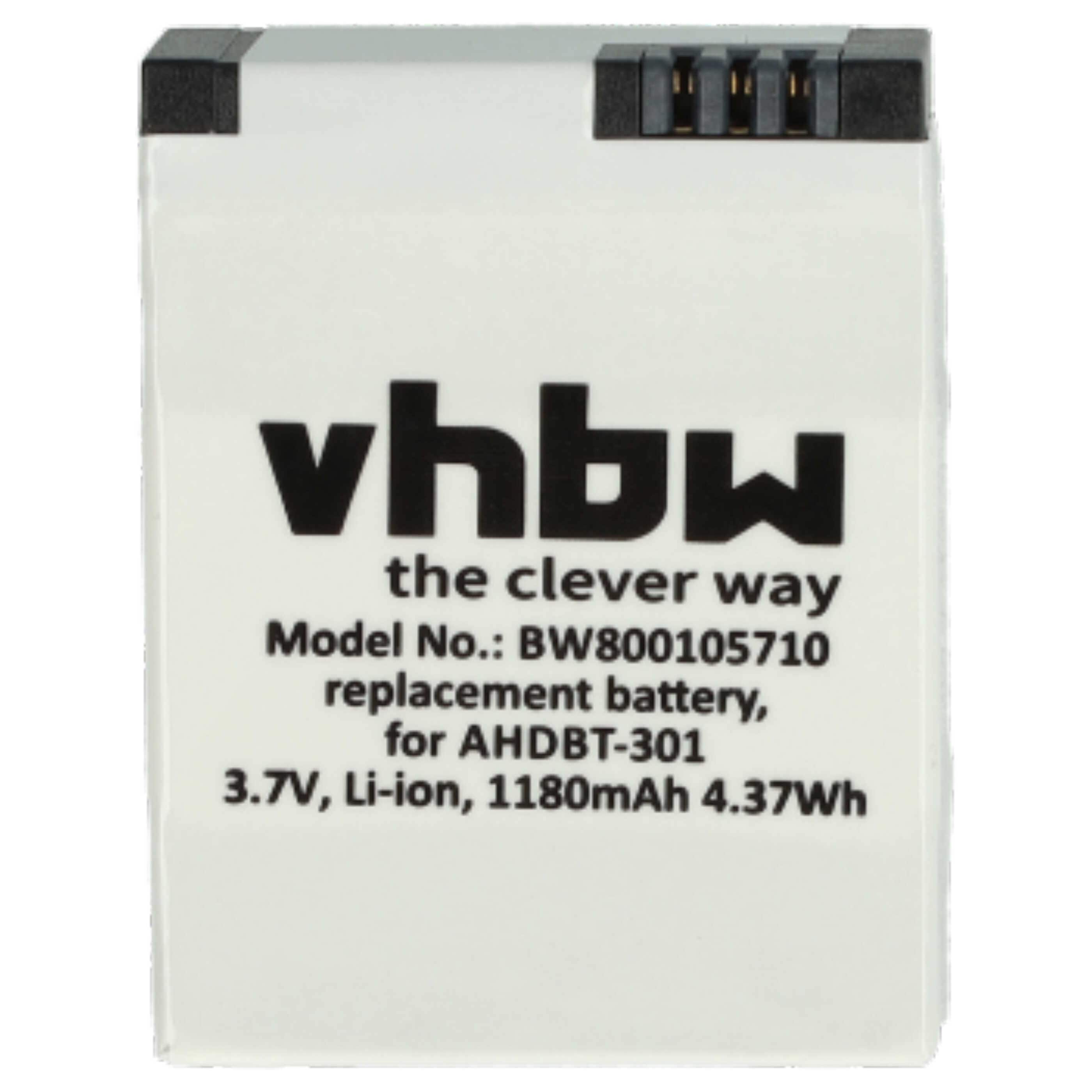 Videocamera 2x Battery replaces GoPro 1ICP7/26/33-2, 601-00724-00ACHDHN-301 - 1180 mAh 3.7 V Li-polymer
