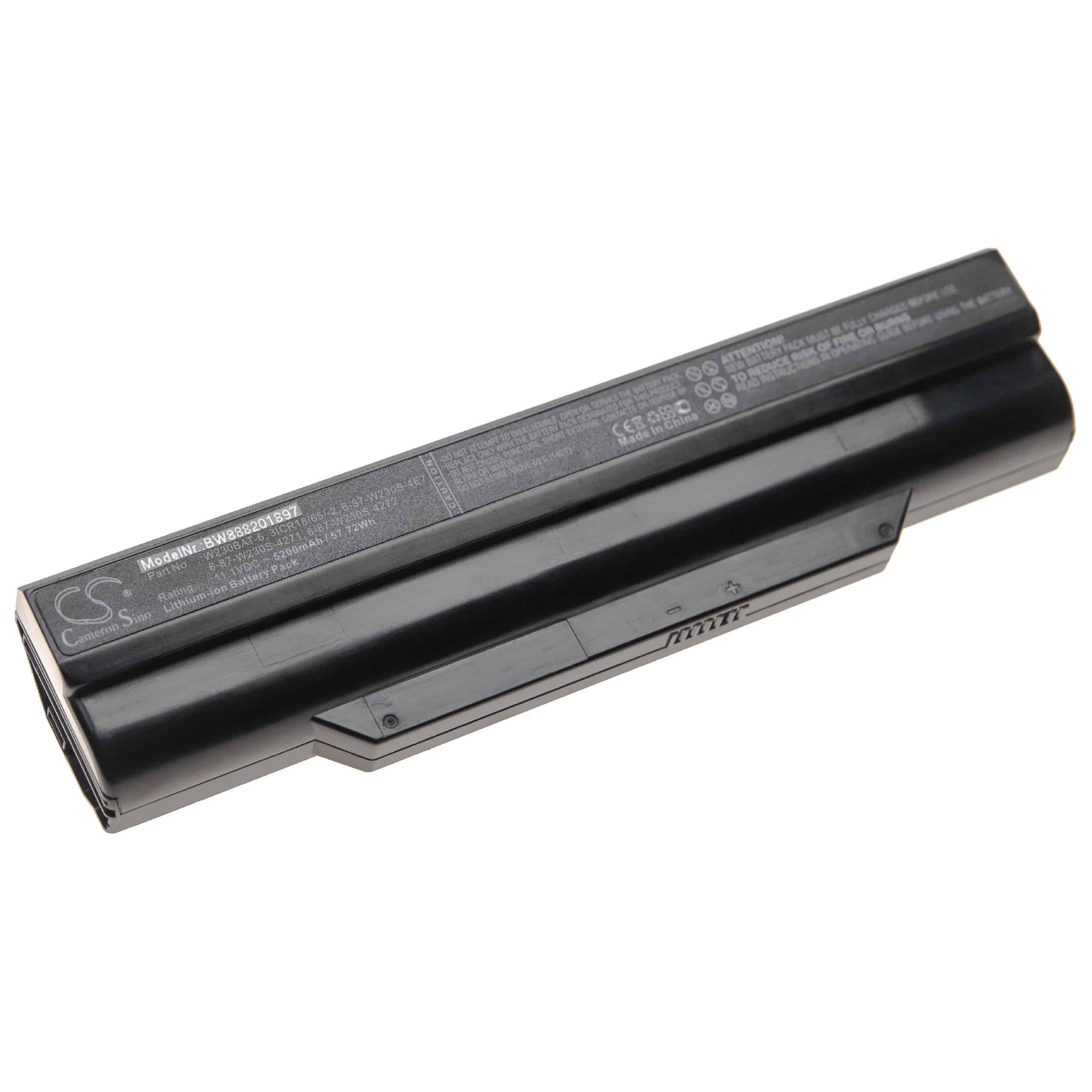Akumulator do laptopa zamiennik 3ICR18/65/-2, 6-87-W230S-4271 - 5200 mAh 11,1 V Li-Ion, czarny