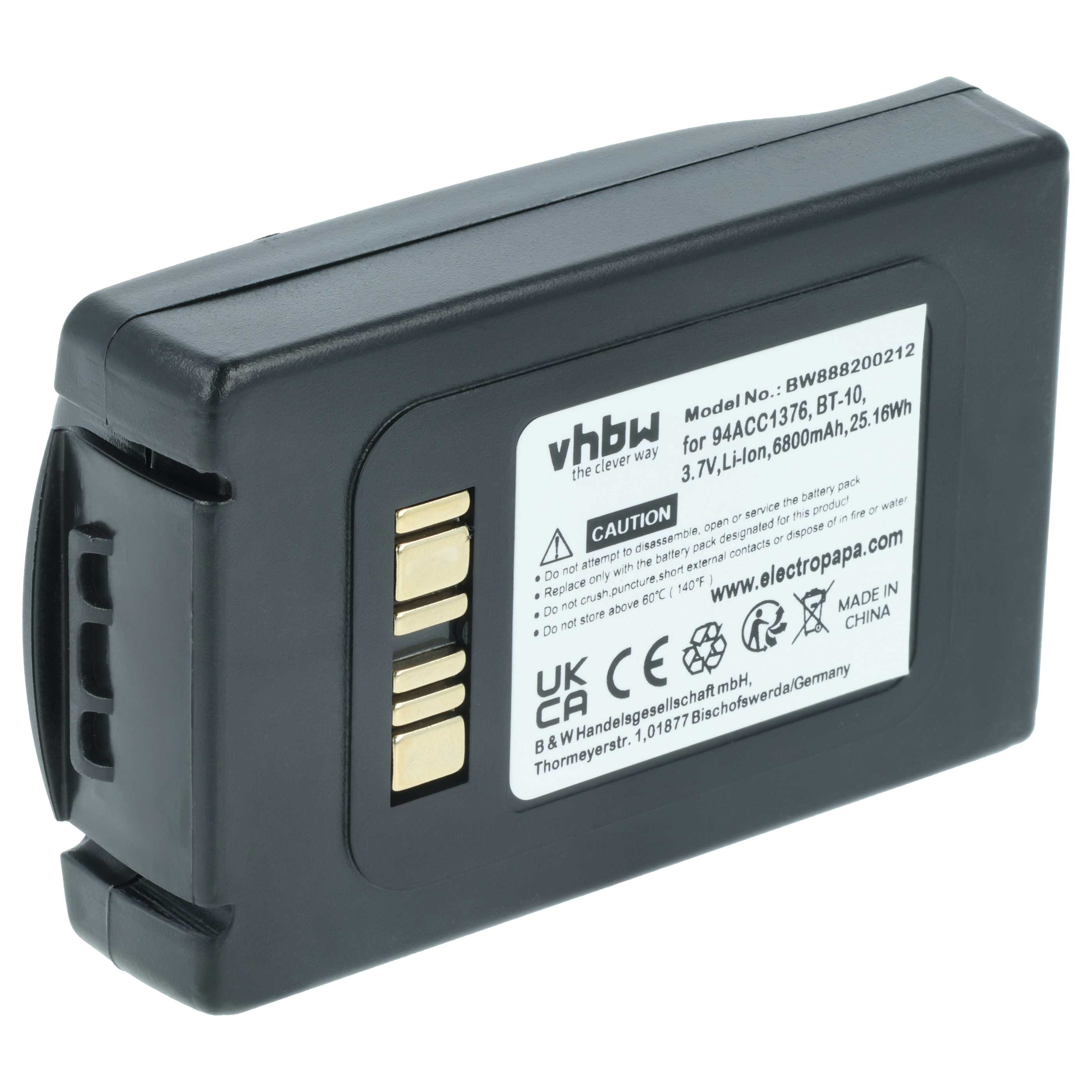 Akku als Ersatz für Datalogic 94ACC0112, 94ACC1376 für Datalogic Barcodescanner - 6800mAh 3,7V Li-Ion