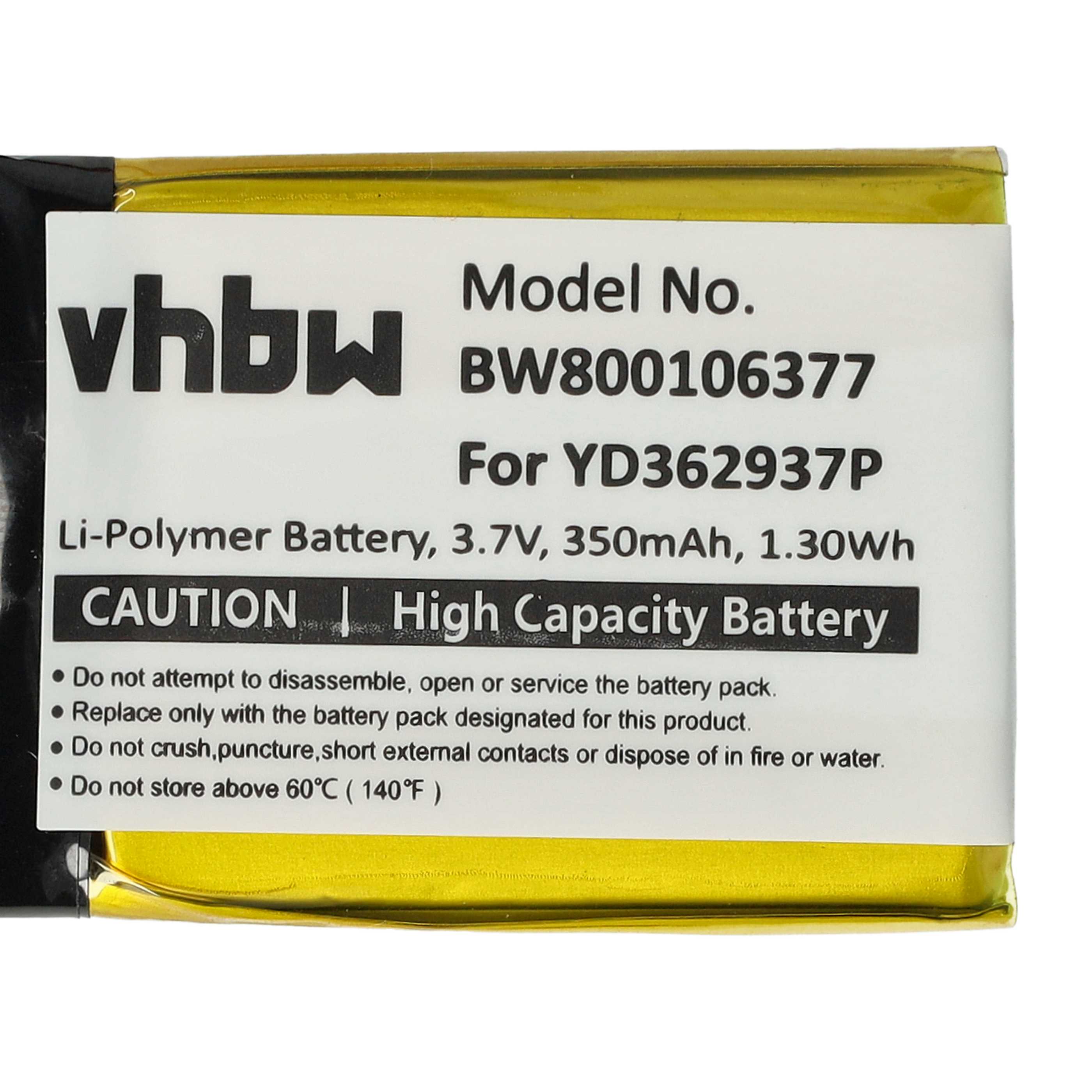 Batterie remplace GoPro YD362937P pour télécommande - 350mAh 3,7V Li-polymère