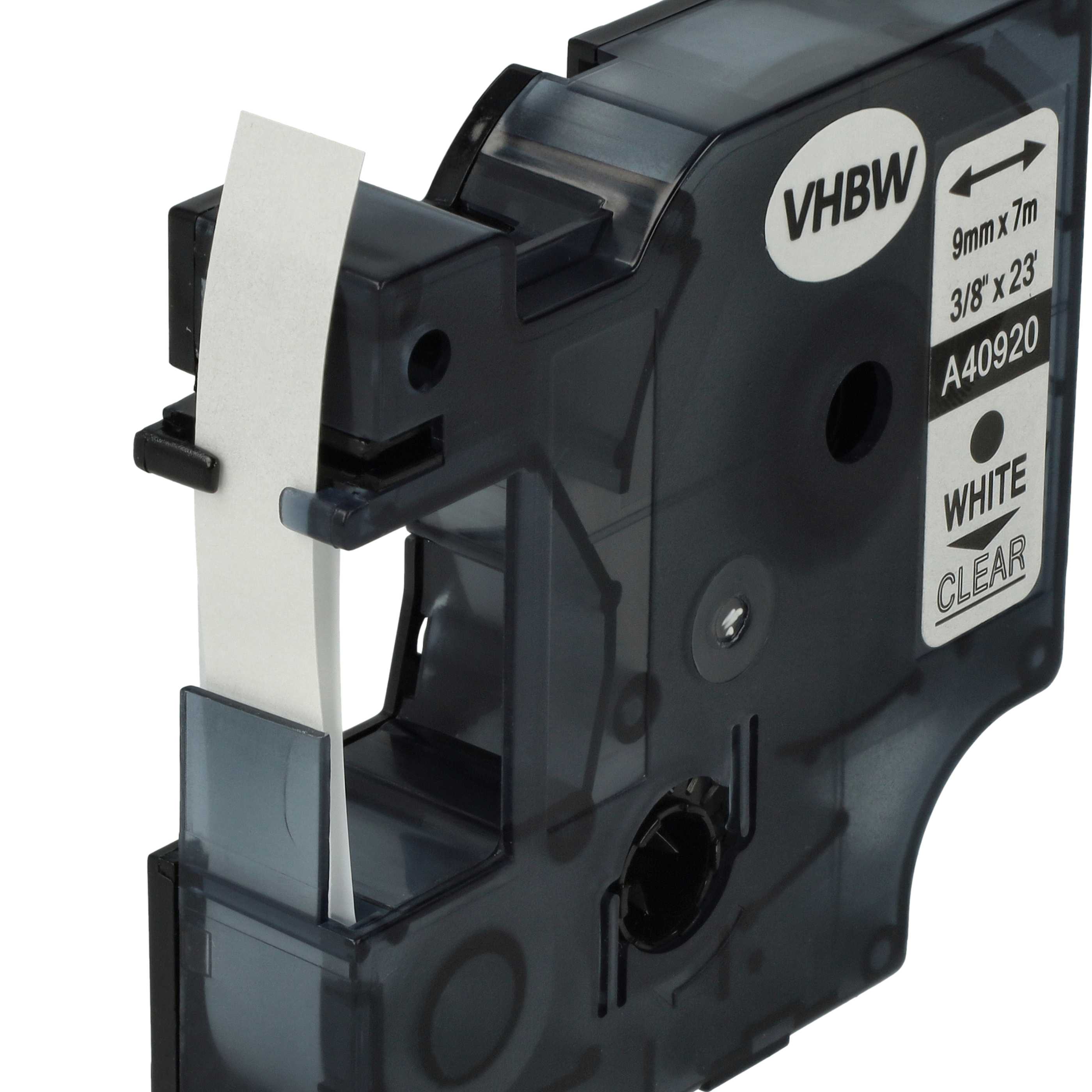 Label Tape replaces Dymo D1, 40920 - 9 mm White to Transparent
