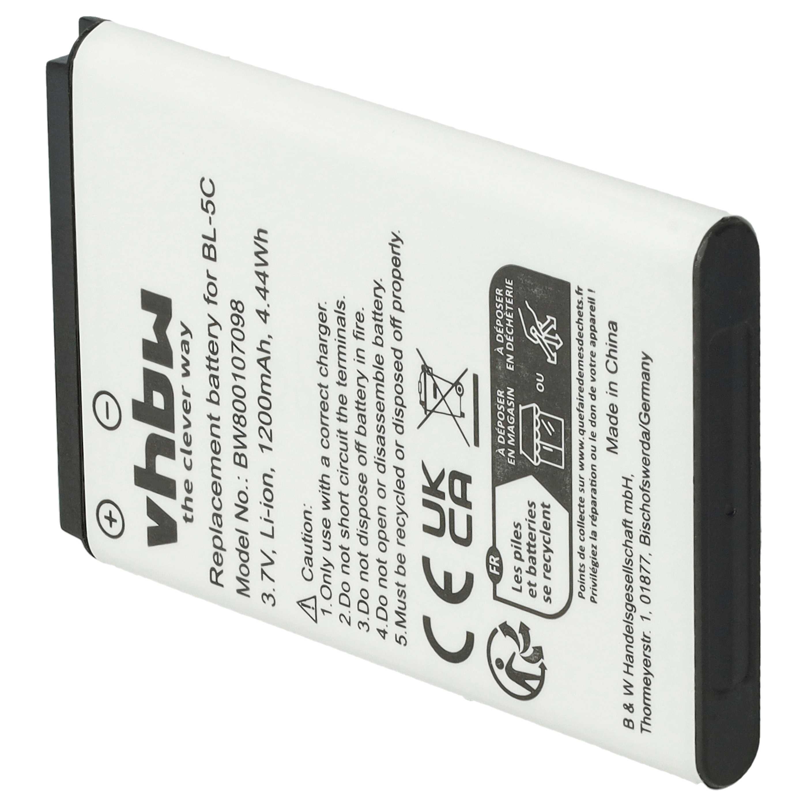Batteria (10x pezzo) sostituisce Alcatel 3BN67332AA, 10000058 per cellulare Anycool - 1200mAh 3,7V Li-Ion
