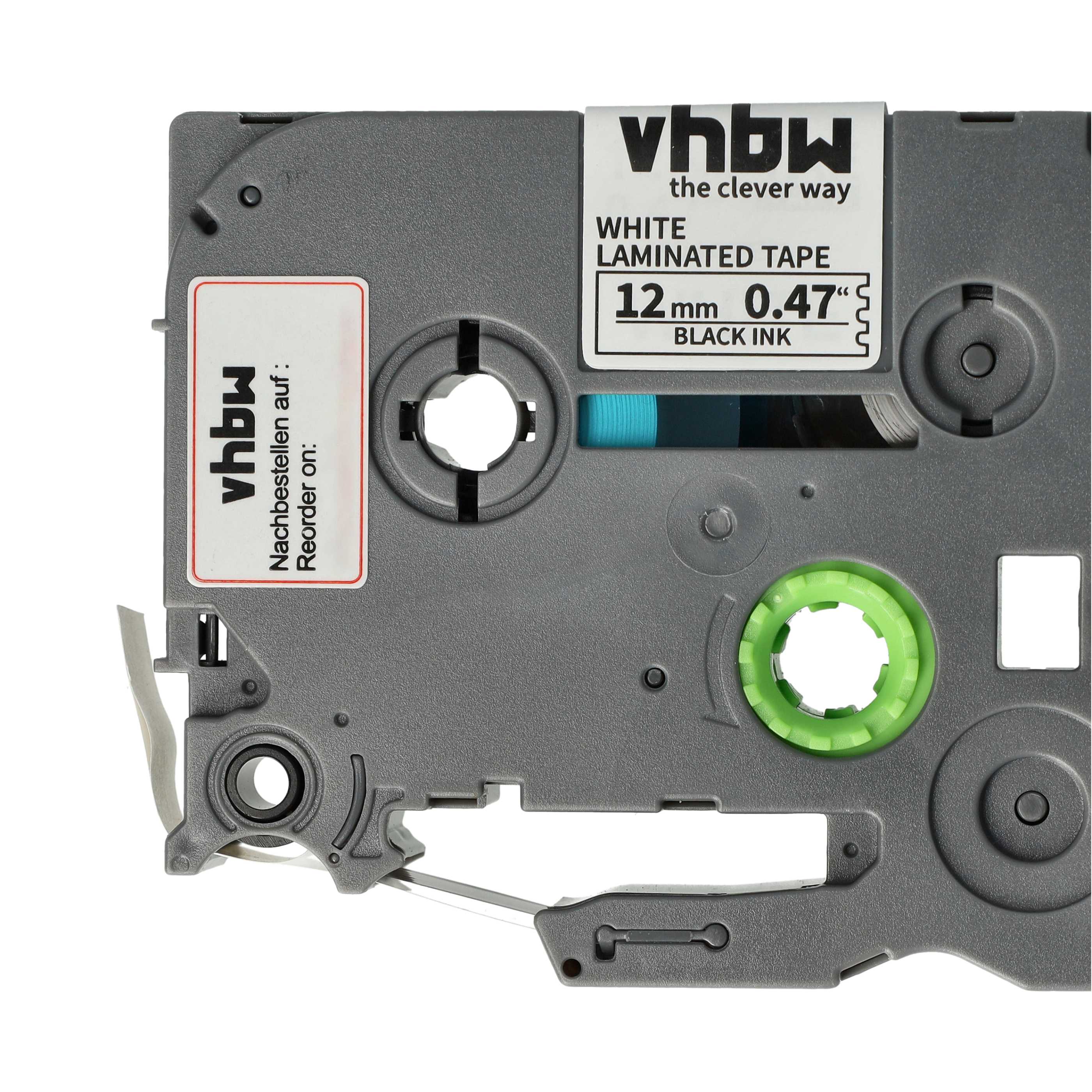 2x Label Tape replaces Brother TZE-231S - 12 mm Black to White