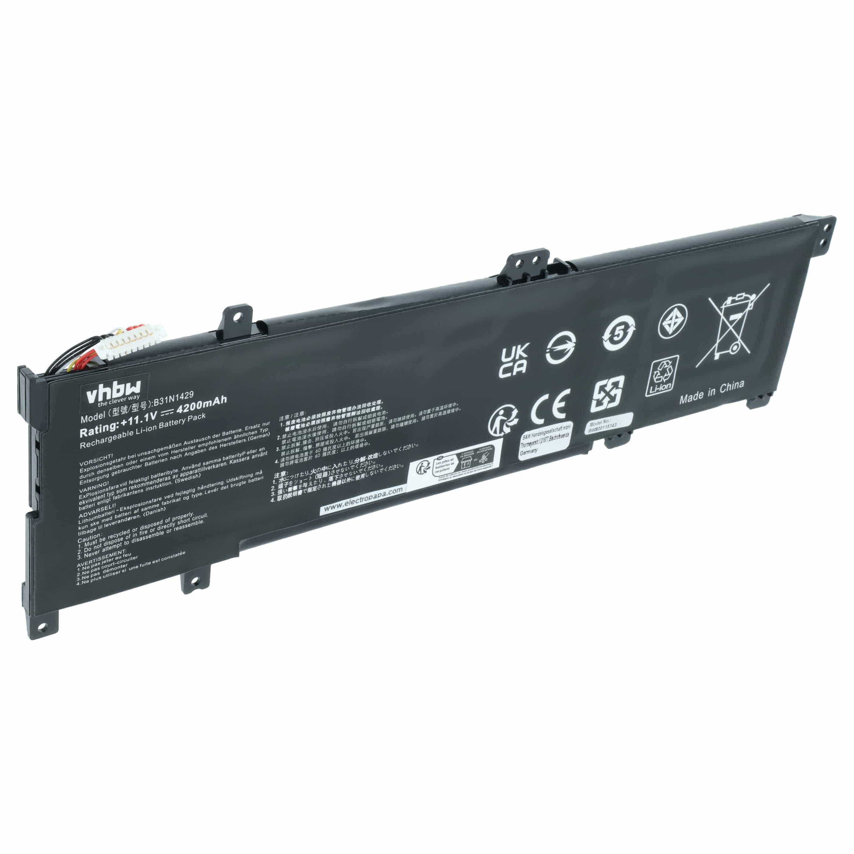 Akumulator do laptopa zamiennik Asus 0B200-01460000, B31N1429, 0B200-01460100 - 4200 mAh 11,1 V LiPo, czarny