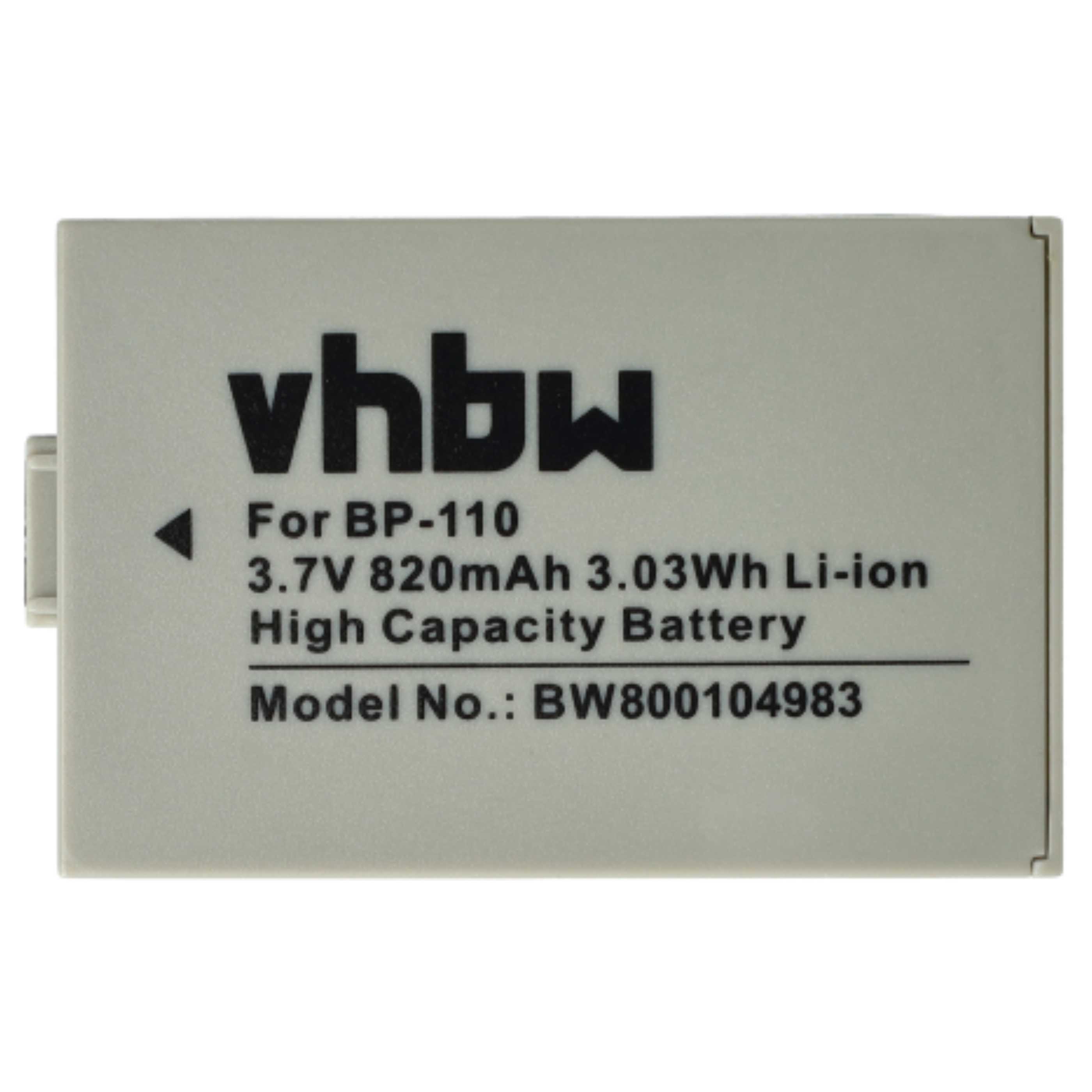 Videocamera 3x Battery replaces Canon BP-110 - 800 mAh 3.7 V Li-Ion
