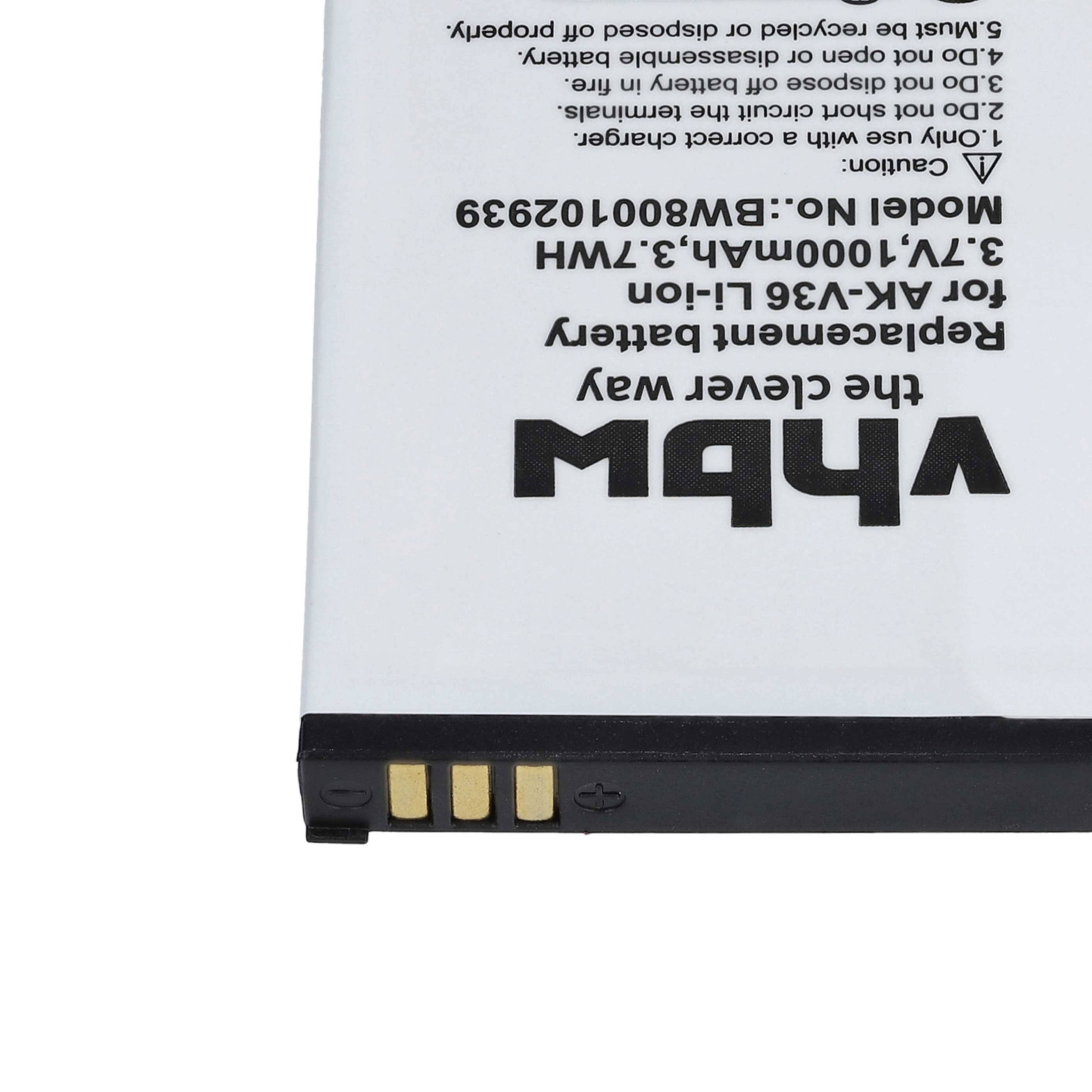 Senior Mobile Phone Battery Replacement for Emporia AK-V37, AK-V35, AK-V35T, AK-V36 - 1000 mAh 3.7 V Li-Ion