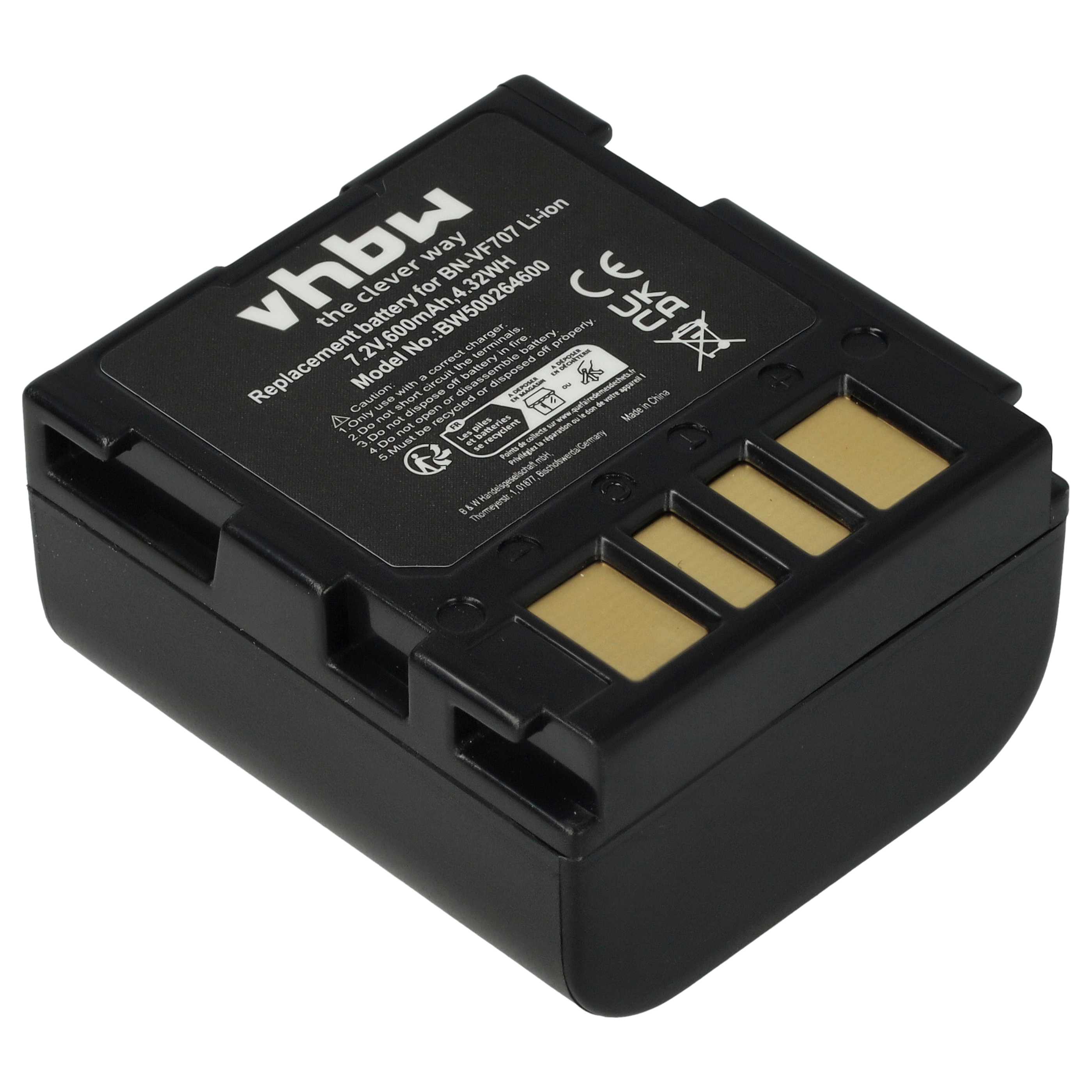 Videocamera Battery replaces JVC BN-VF707U, BN-VF714U, BN-VF714, BN-VF733, BN-VF707 - 600 mAh 7.2 V Li-Ion