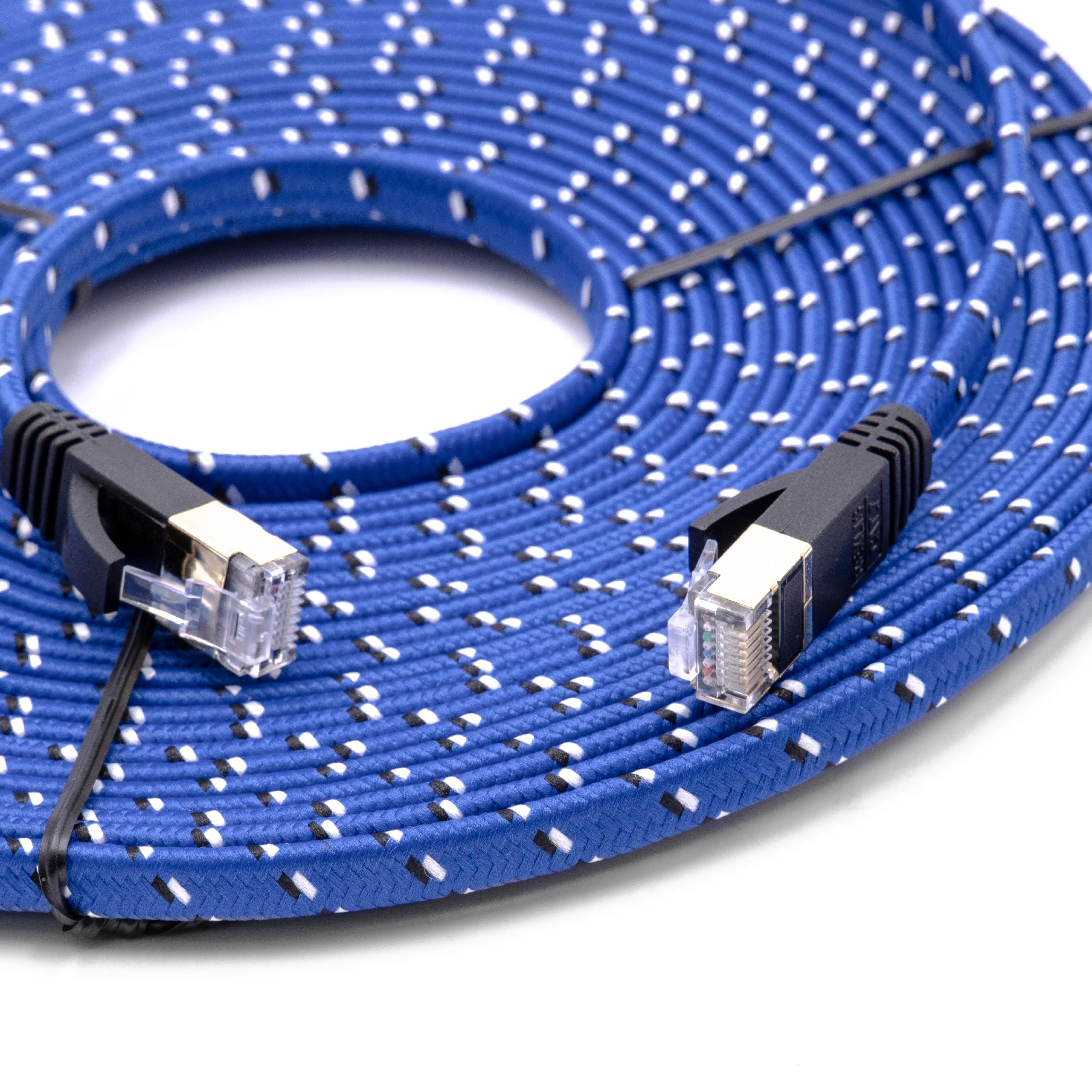 Kabel sieciowy LAN Ethernet Kabel krosowy Cat7 - płaski, 8 m, niebieski