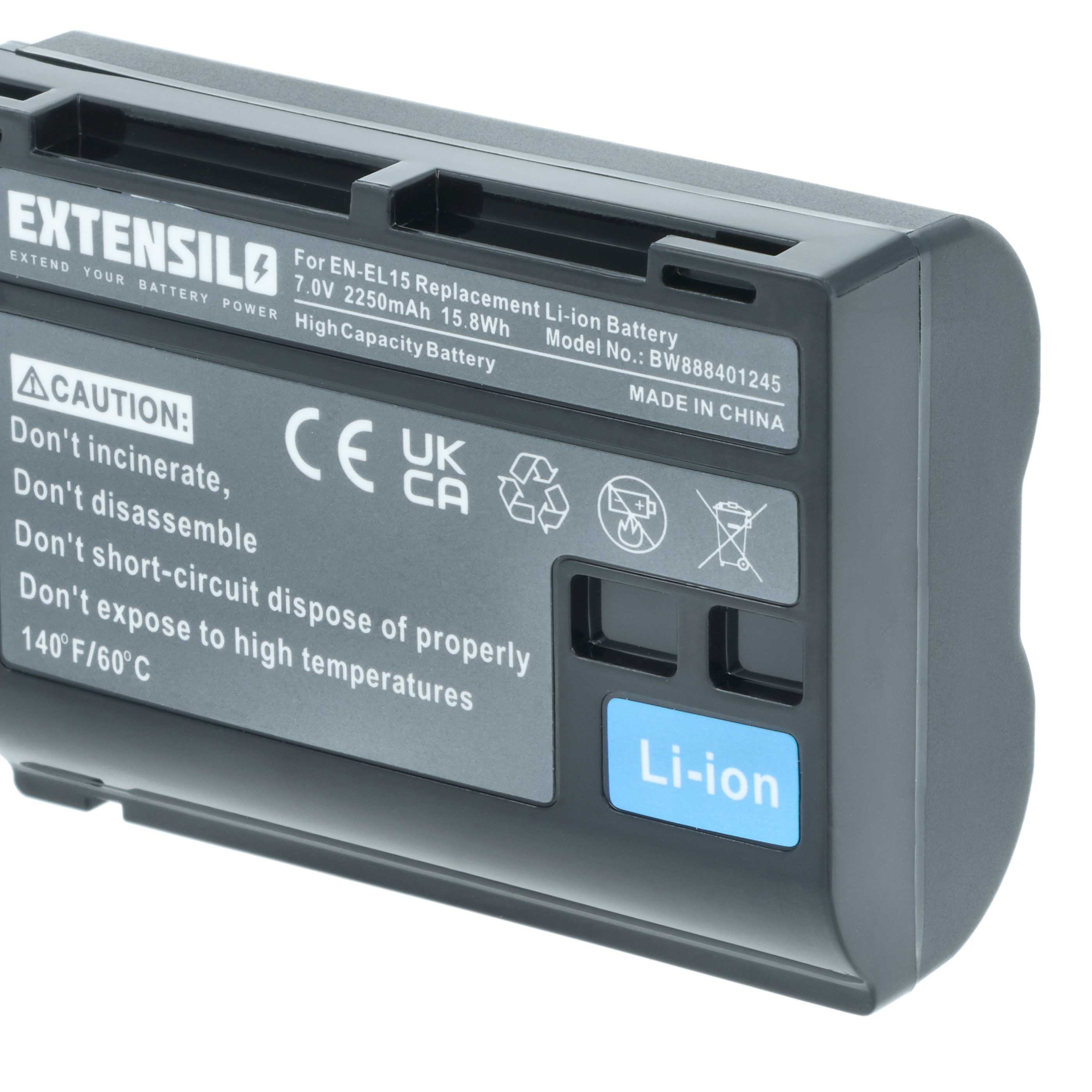 Batterie remplace Nikon EN-EL15b, EN-EL15c, EN-EL15A, EN-EL15 pour appareil photo Nikon- 2250mAh 7V Li-ion