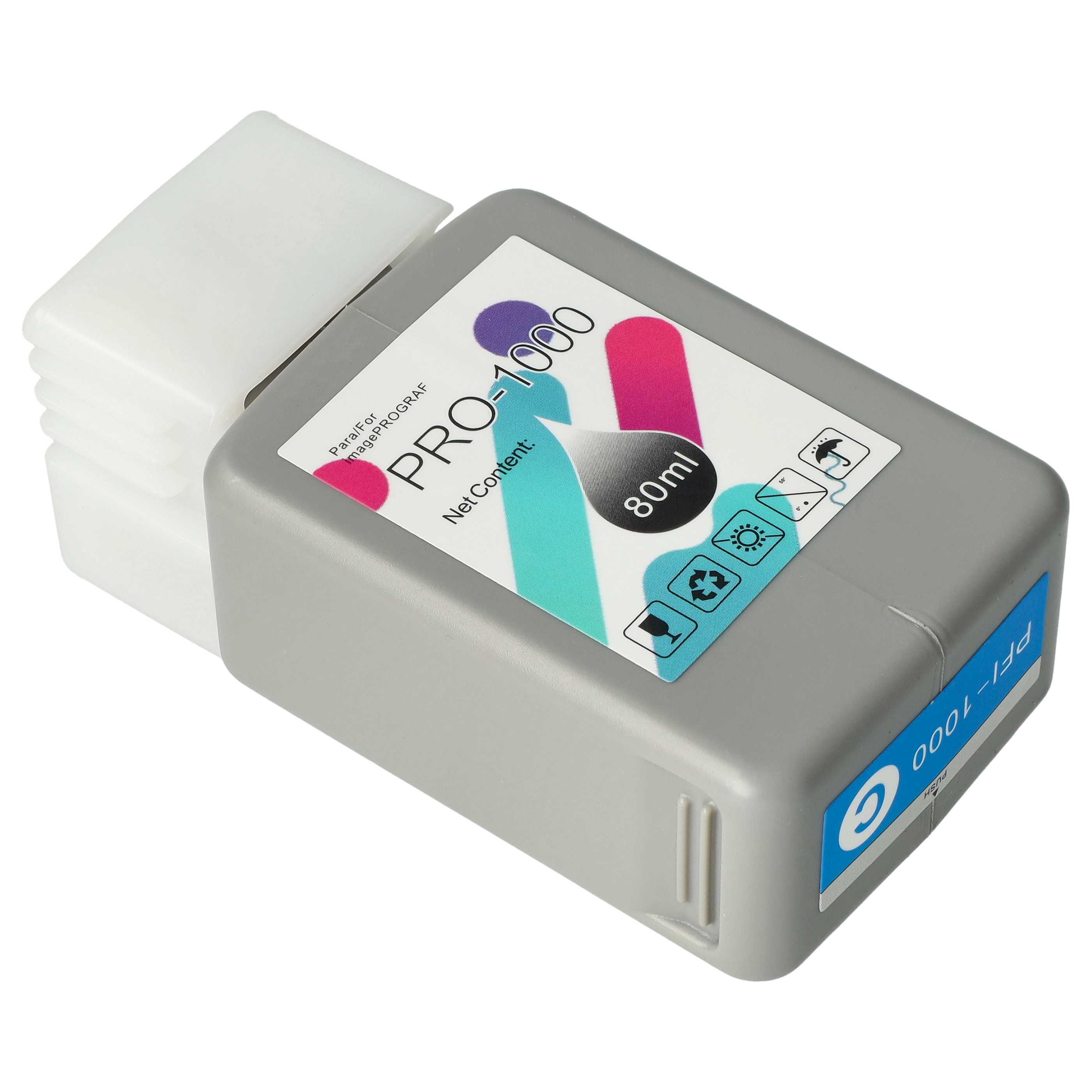 Ink Cartridge as Exchange for Canon PFI-1000C, PFI-1000 C for Canon Printer - Cyan 80 ml + Chip