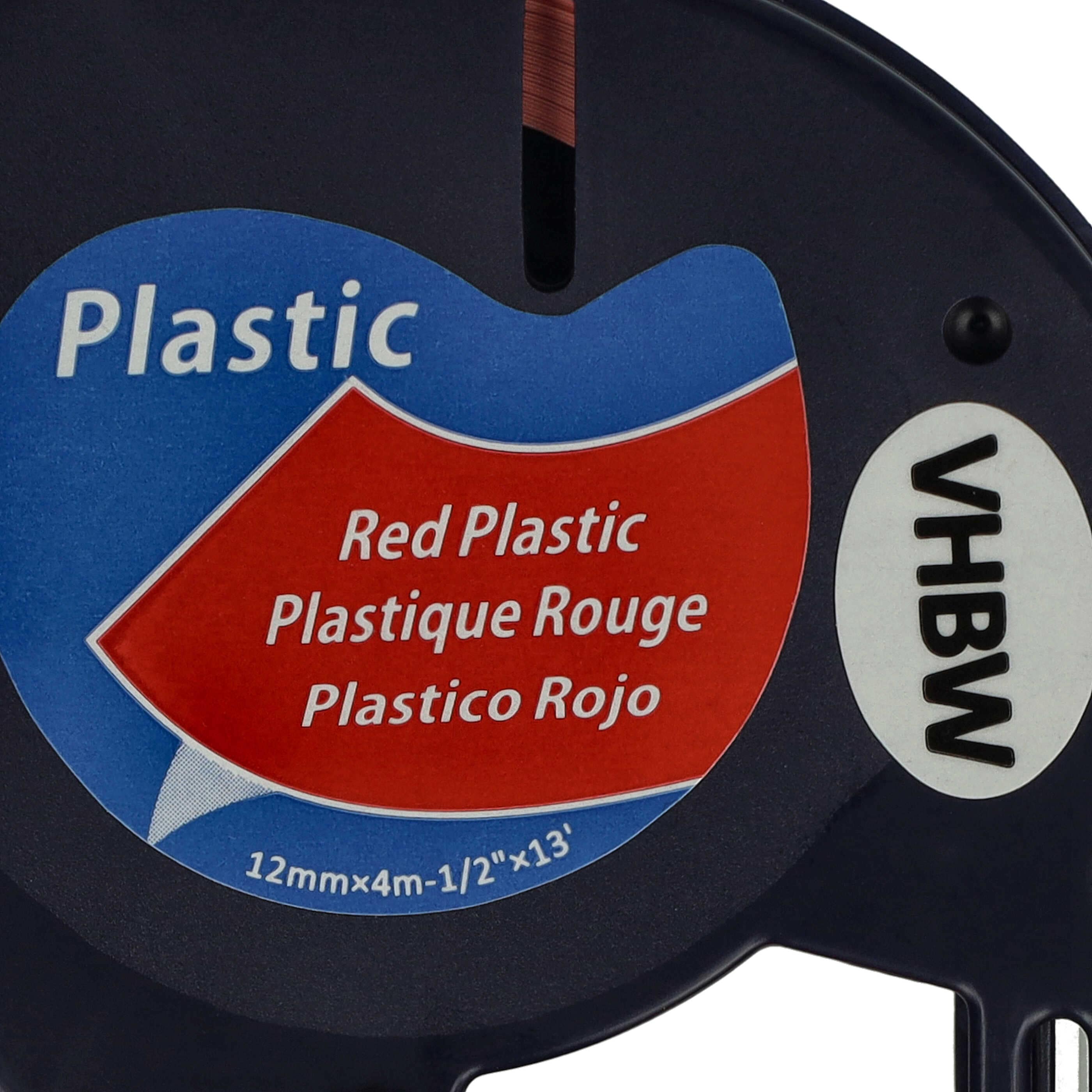 Cassetta nastro plastica sostituisce Dymo 91223, S0721630 per etichettatrice Dymo 12mm nero su rosso, plastica