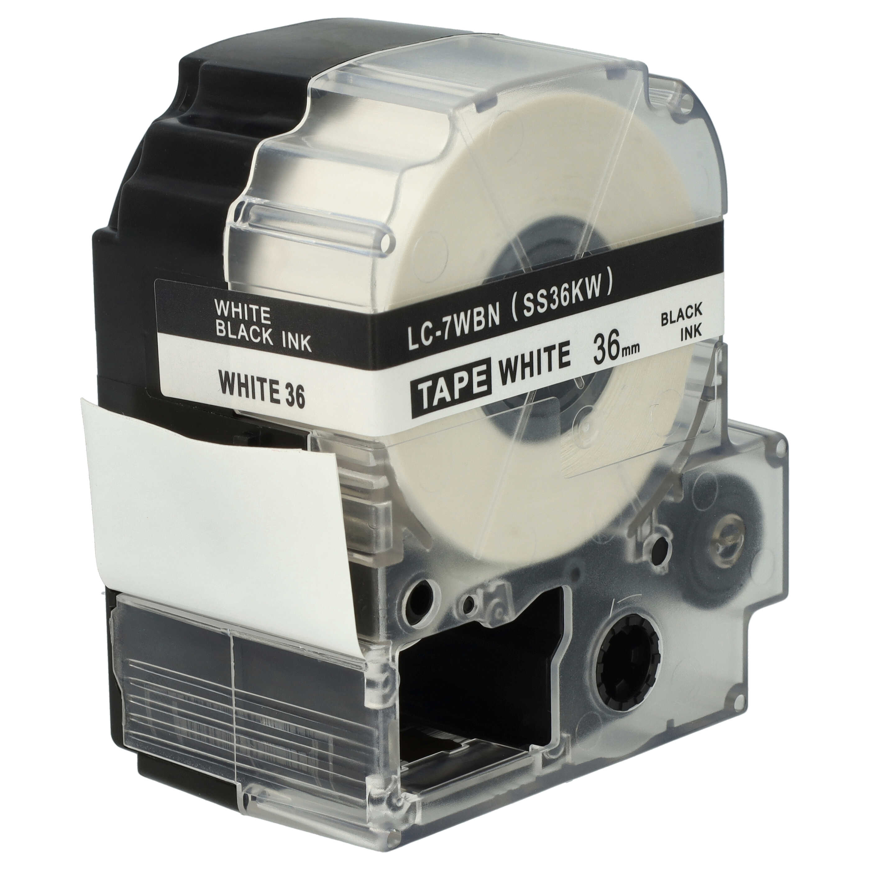 Cassette à ruban remplace Epson LC-7WBN - 36mm lettrage Noir ruban Blanc