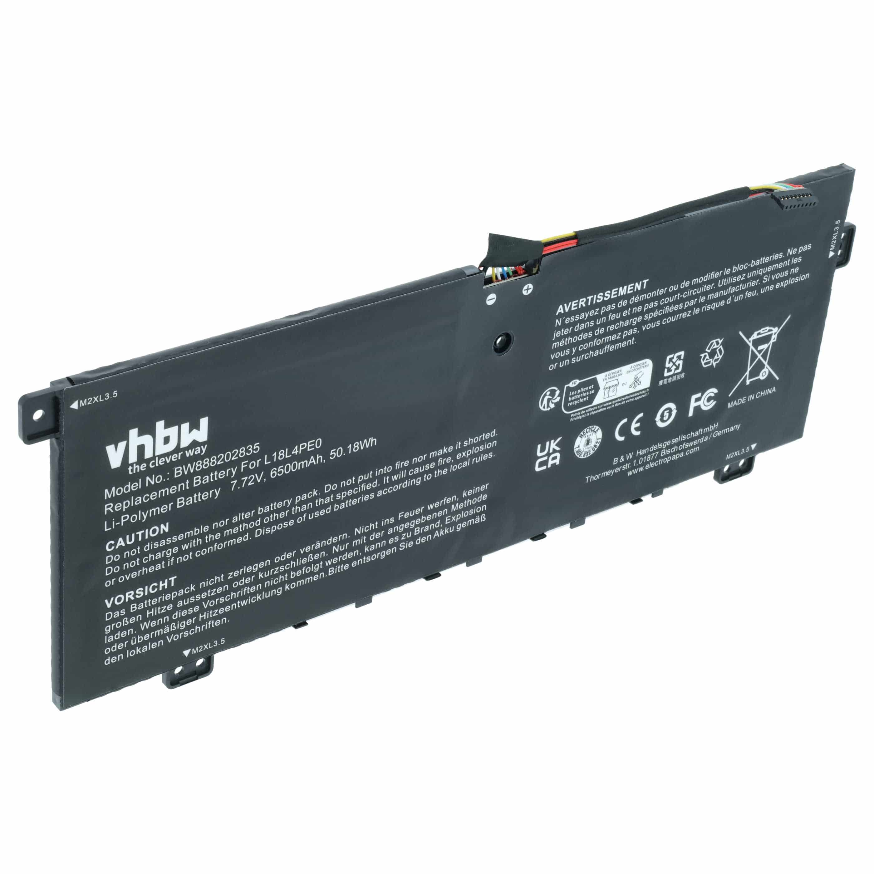 Akumulator do laptopa zamiennik Lenovo 5B10U40209, 5B10U40210, 5B10W67185, 5B10W67296 - 6500 mAh 7,72 V LiPo