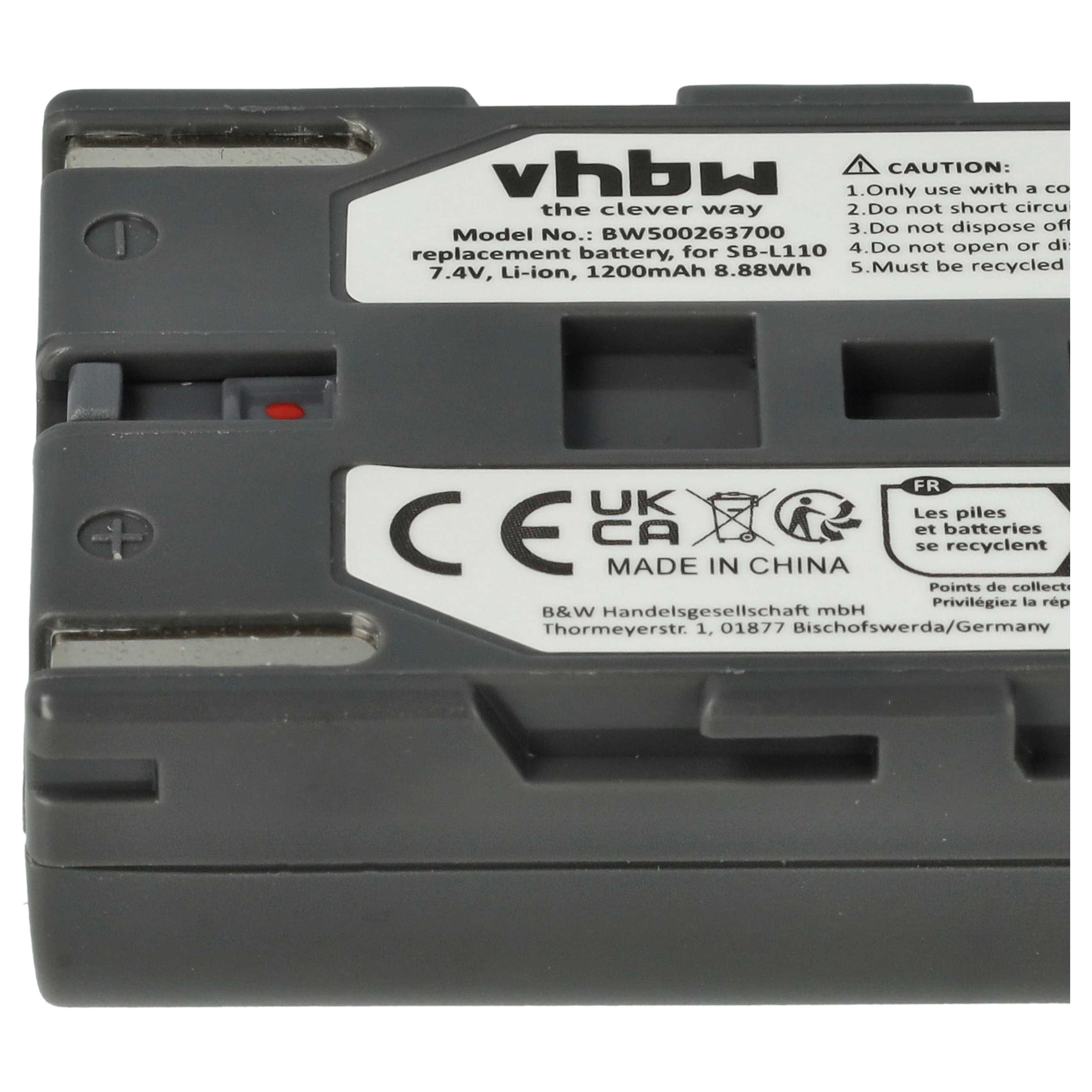 Videocamera Battery Replacement for Samsung SBL-110, SB-L110, SBL110 - 600 mAh 7.2 V Li-Ion