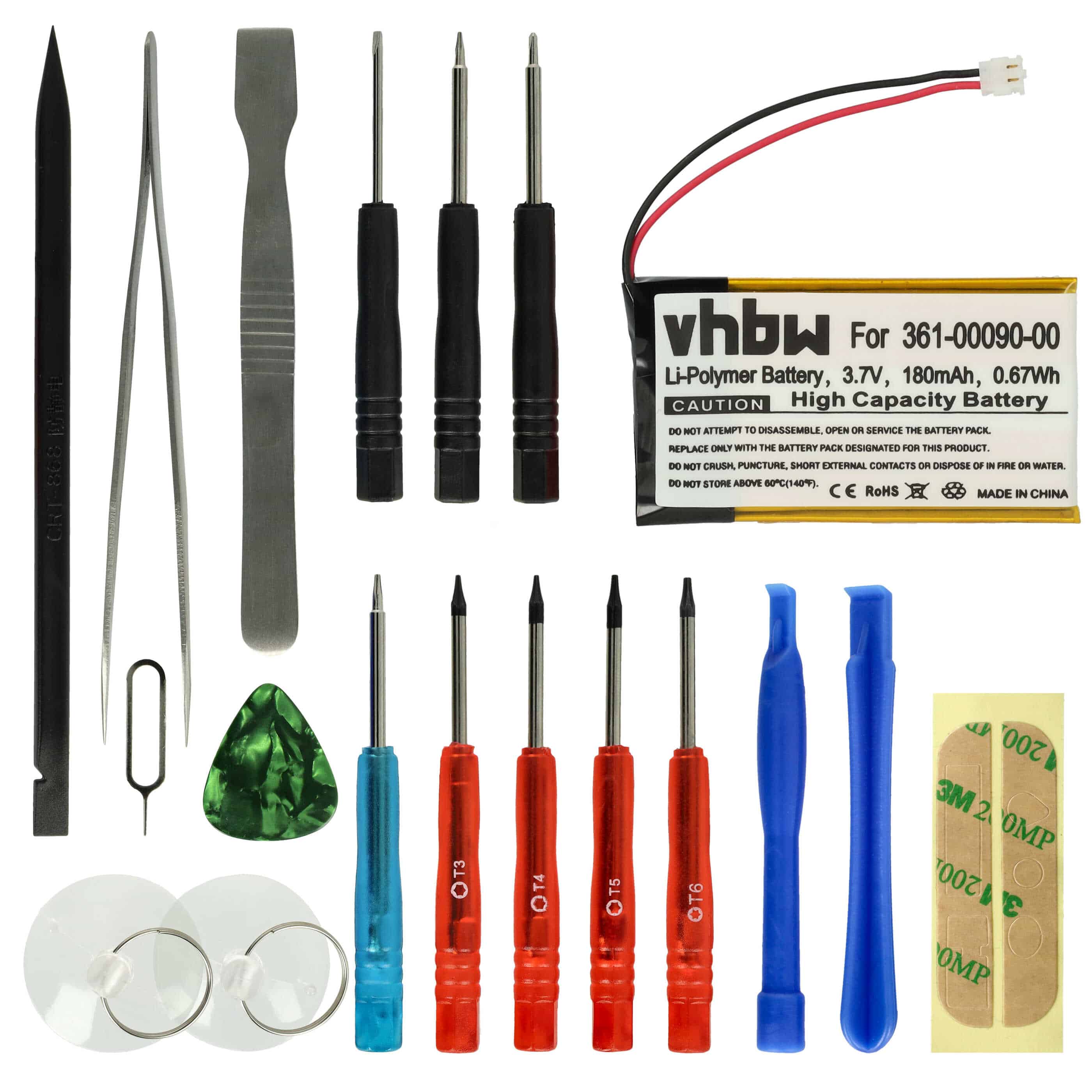 Smartwatch Battery replaces Garmin 361-00090-00 - 180 mAh 3.7 V Li-polymer + Tools