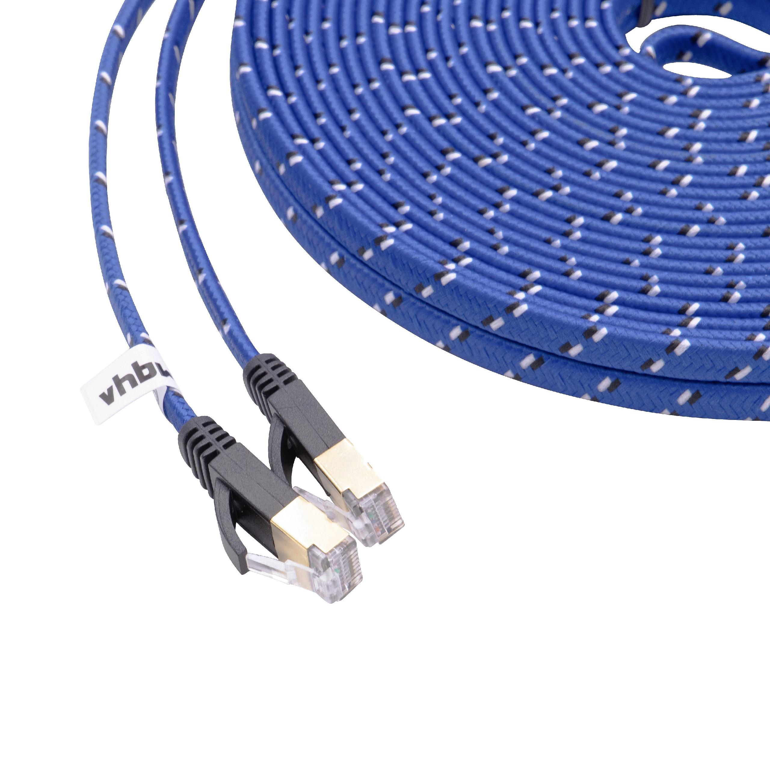 Netzwerkkabel LAN Kabel Patchkabel Cat7, 15m, blau, flach