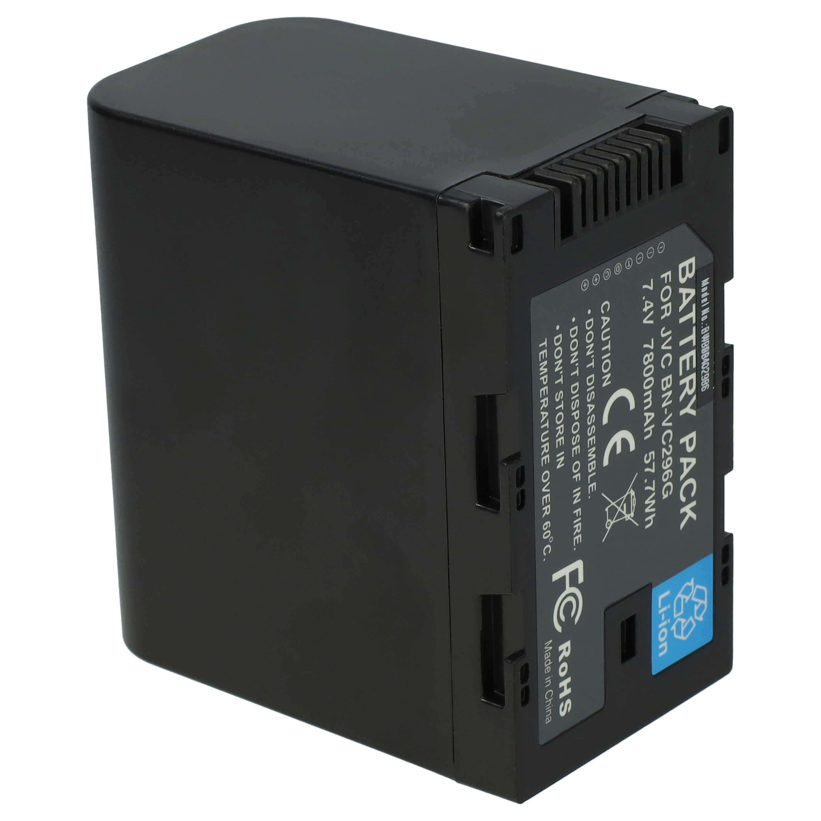 Videocamera Battery replaces JVC BN-VC298G, BN-VC296G, BN-VC264G - 7800 mAh 7.4 V Li-Ion