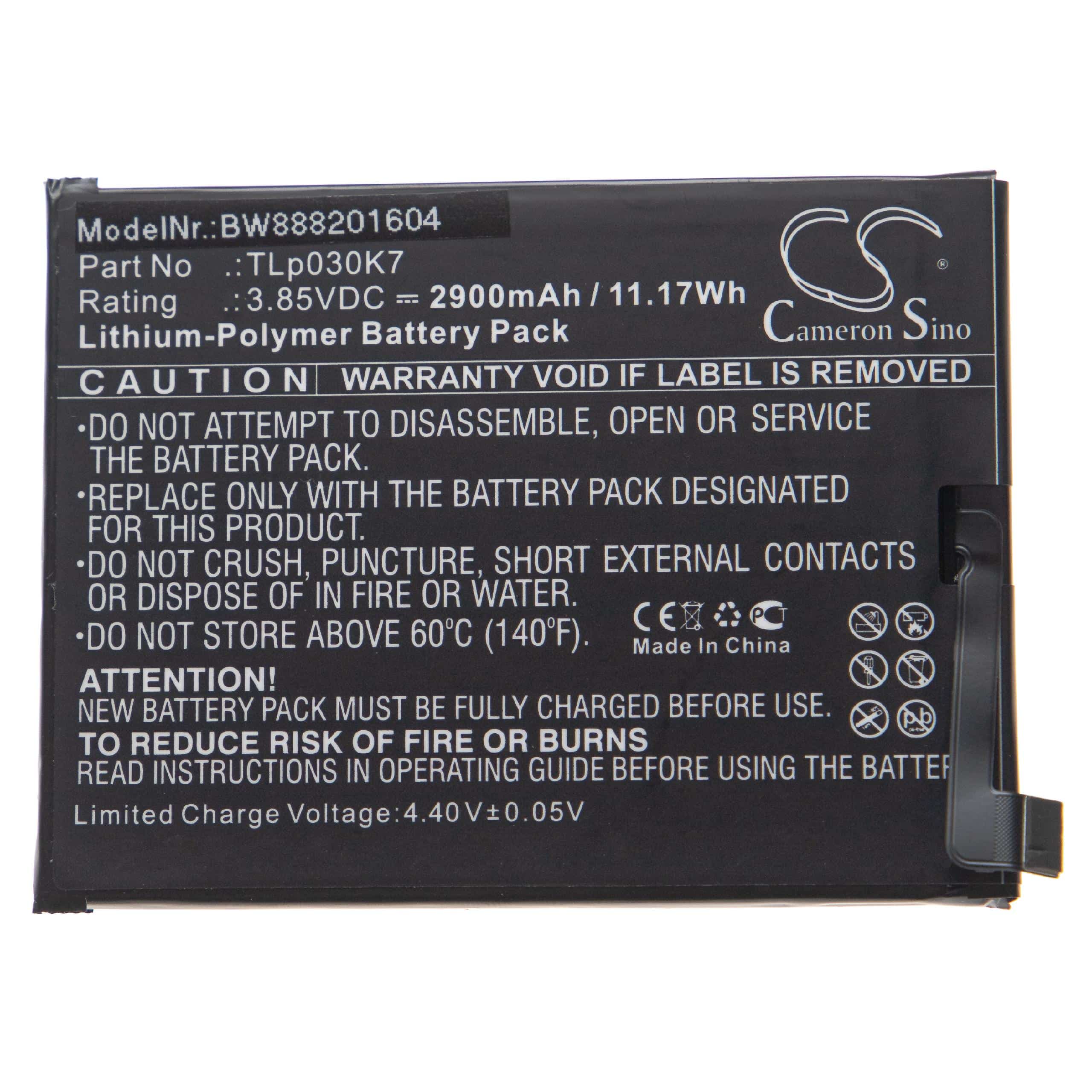 Mobile Phone Battery Replacement for Alcatel TLp030K7 - 2900mAh 3.85V Li-polymer