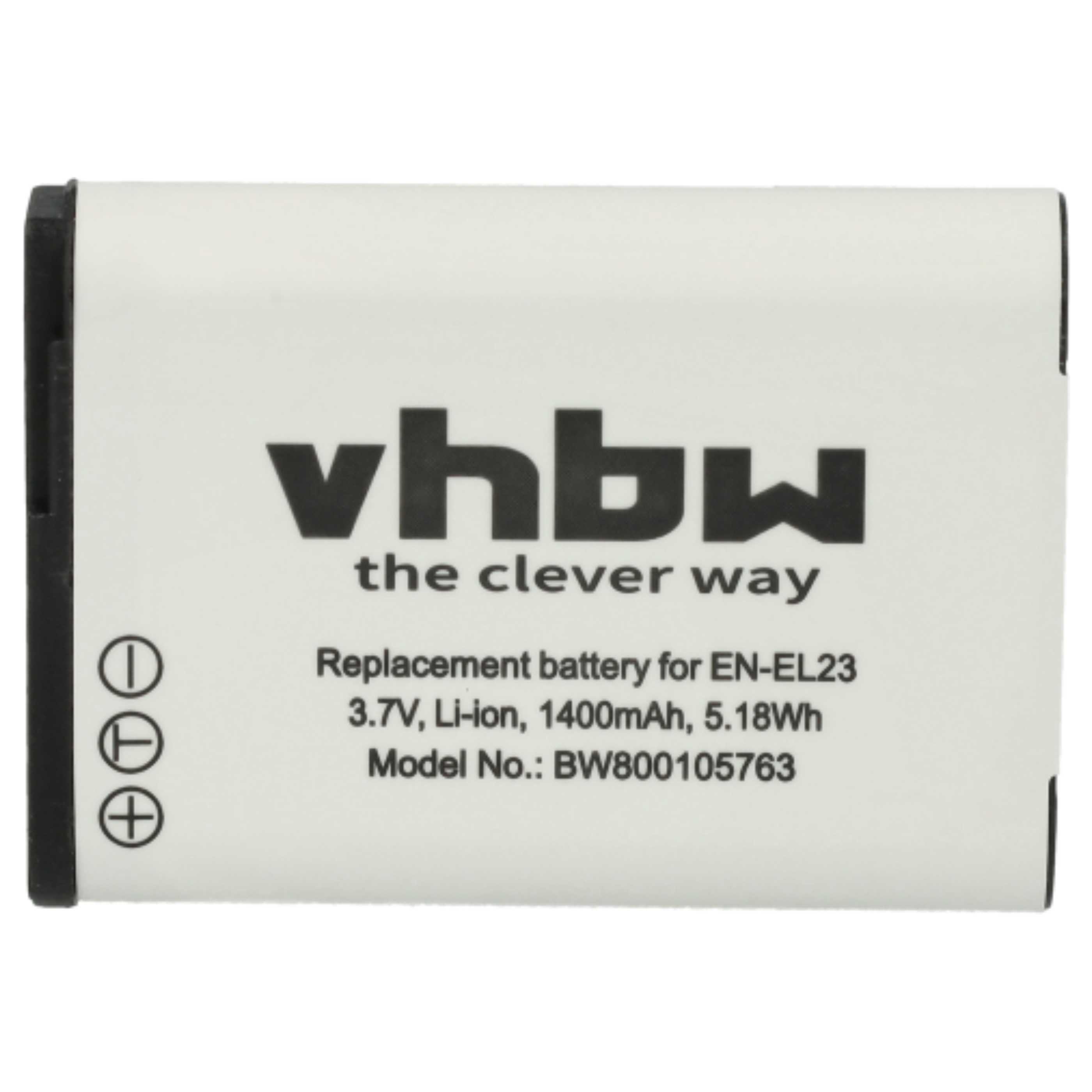 3x Battery replaces Nikon EN-EL23 - 1400mAh, 3.8V, Li-Ion