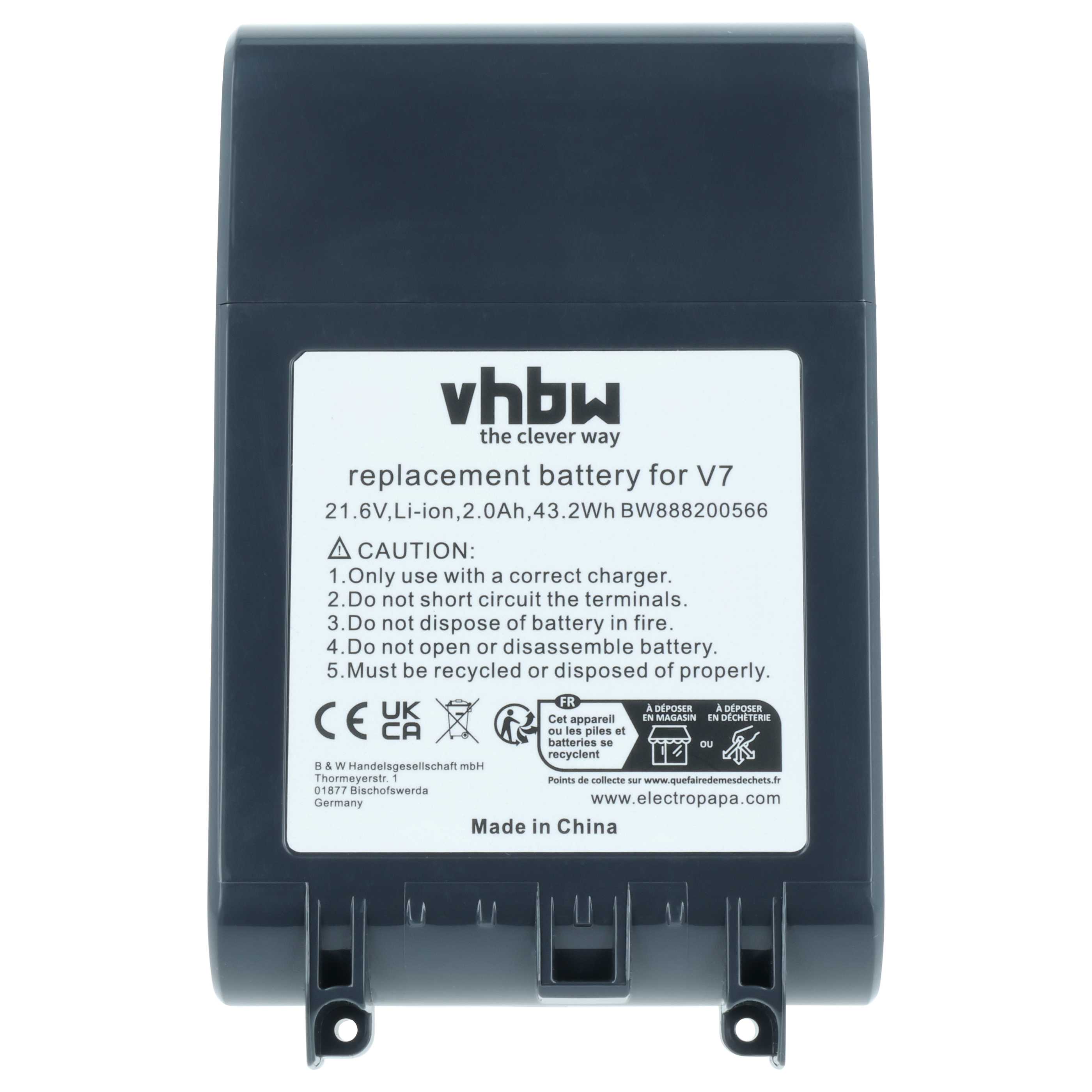 Batterie remplace Dyson 968670-03, 968670-02 pour aspirateur Dyson - 2000mAh 21,6V Li-ion