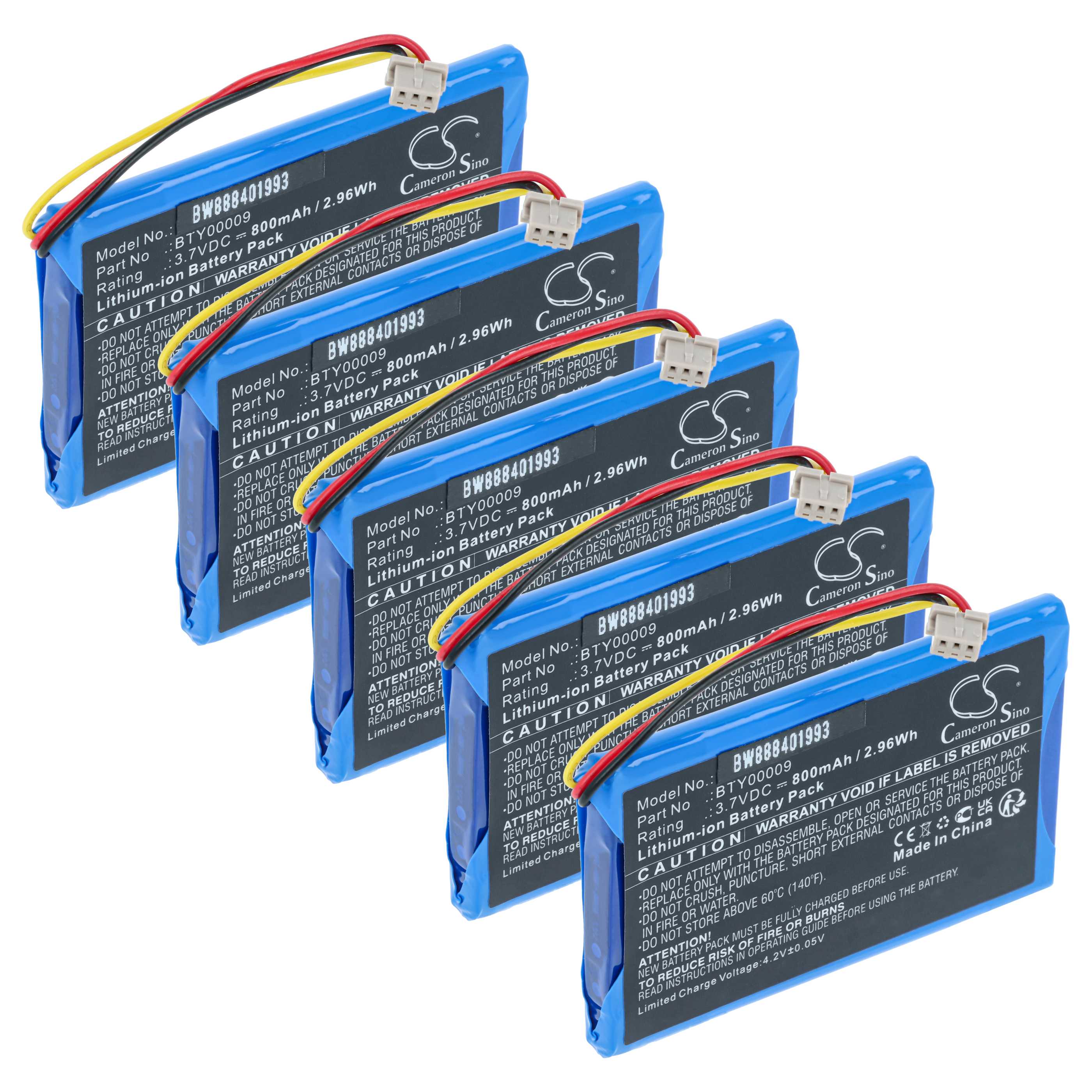 Card Reader 5x Battery replaces Ingenico BTY00009, FPS16020002419 - 800 mAh 3.7 V Li-Ion