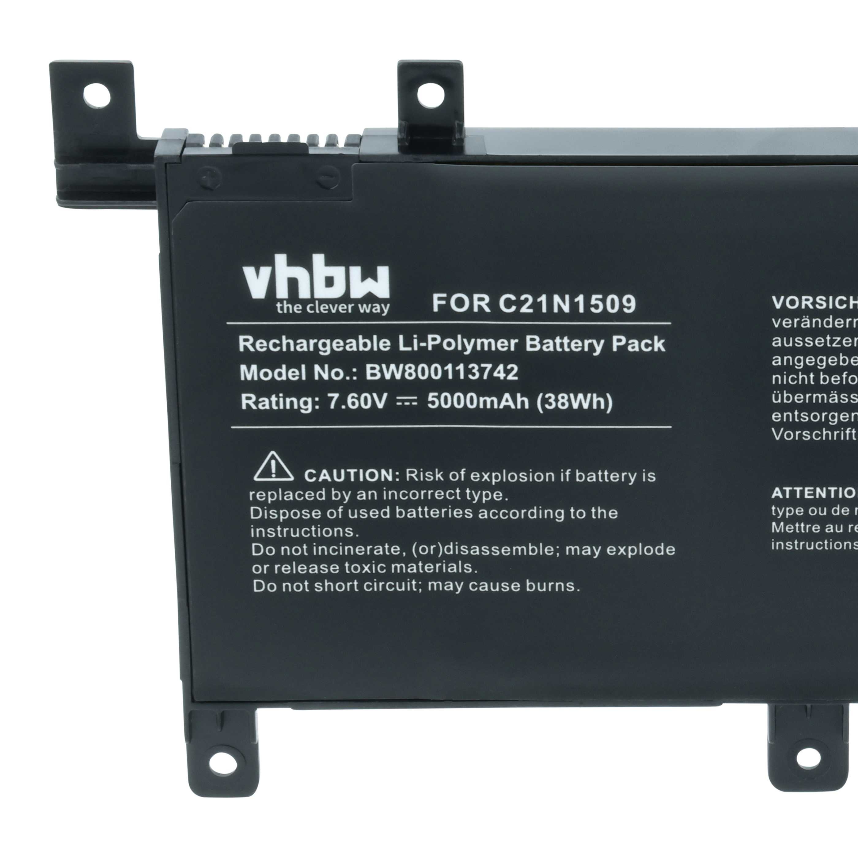 Akumulator do laptopa zamiennik Asus C21N1509, 0B200-01750000, C21-N1509 - 5000 mAh 7,6 V LiPo, czarny