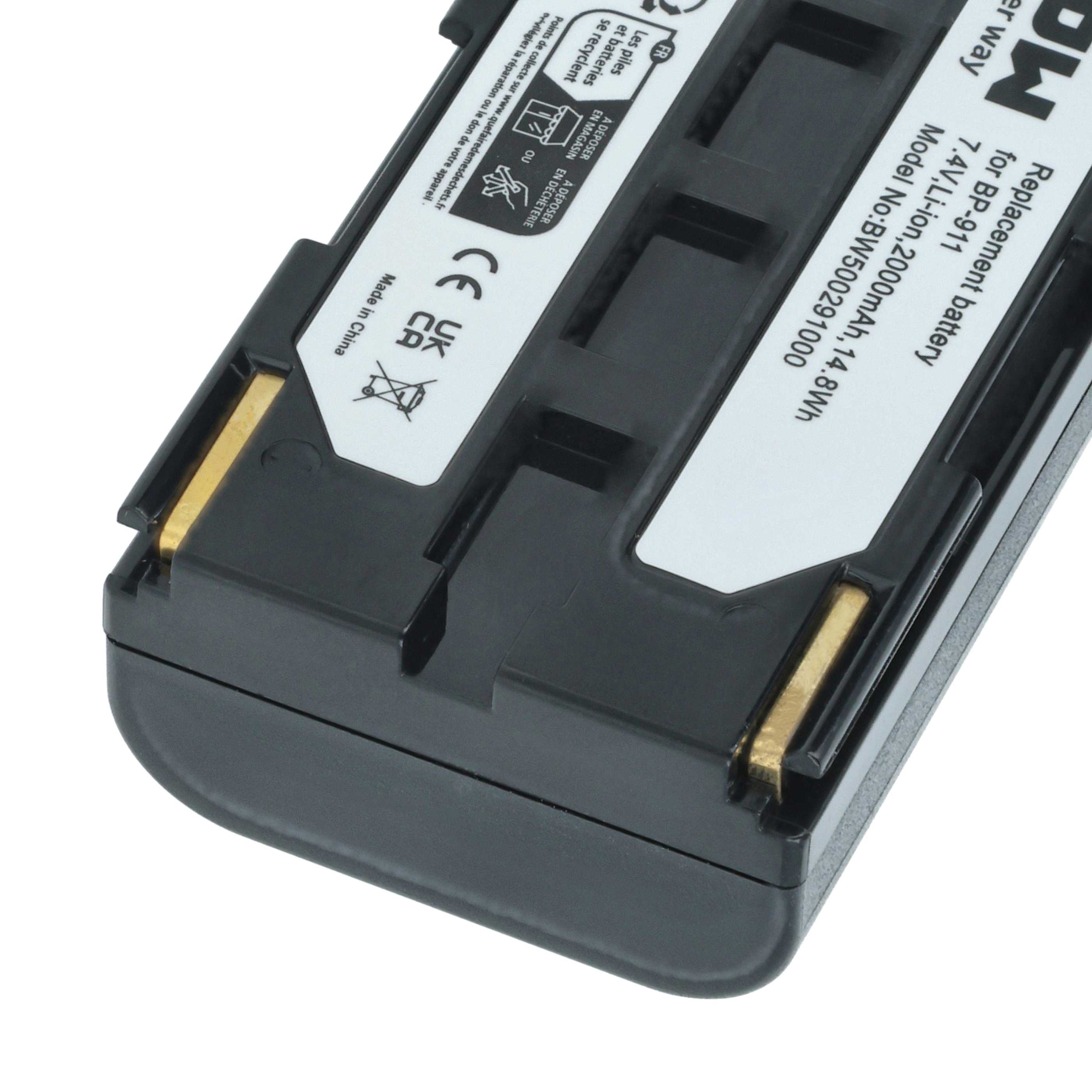 Videocamera 2x Battery replaces Canon BP-927, BP-930, BP-915, BP-924, BP-911, BP-914 - 1300 mAh 7.2 V Li-Ion