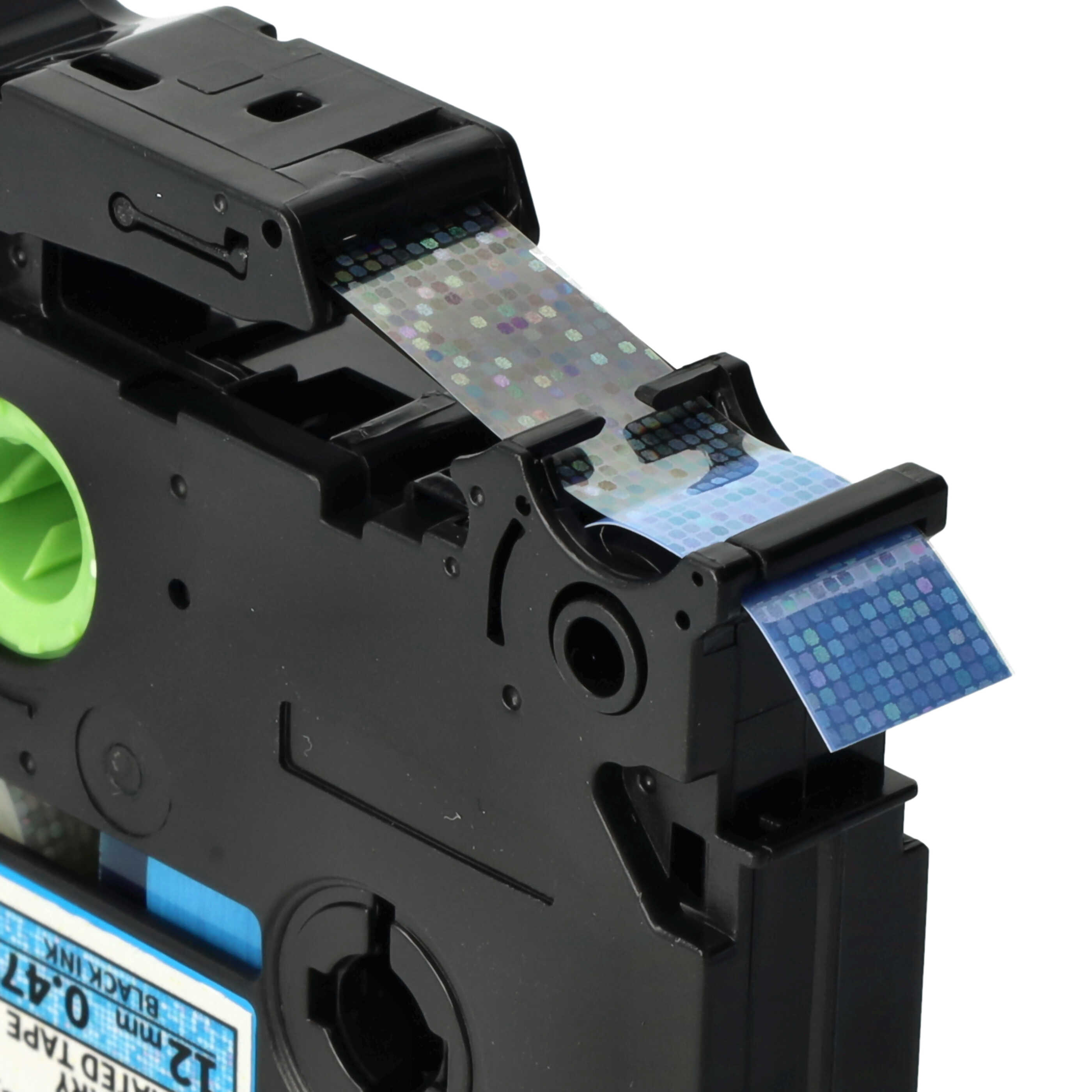 Label Tape replaces Brother TZE-531L1 - 12 mm Black to Blue (Glitter)