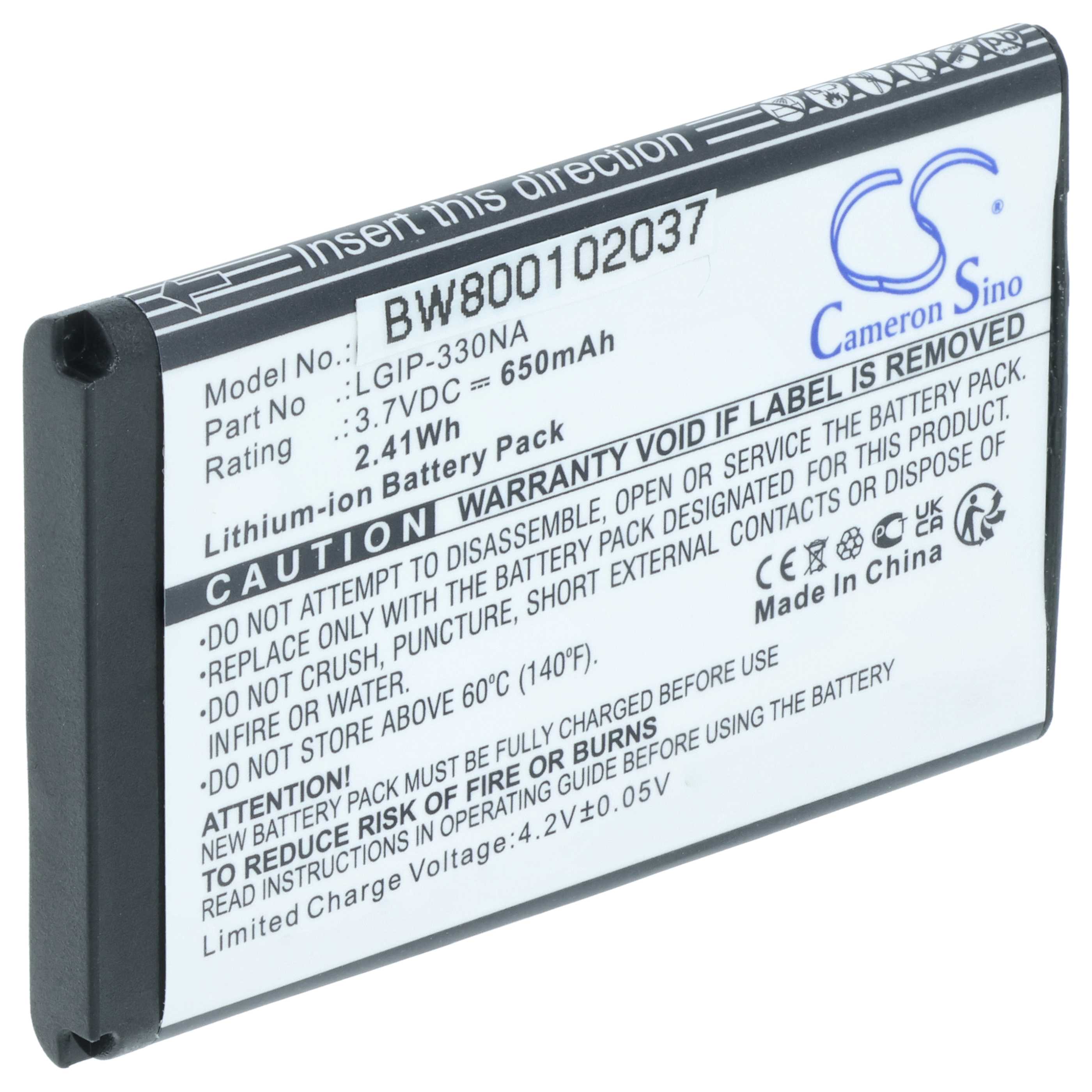 Batteria sostituisce LGIP-330NA per cellulare - 600mAh 3,7V Li-Ion 