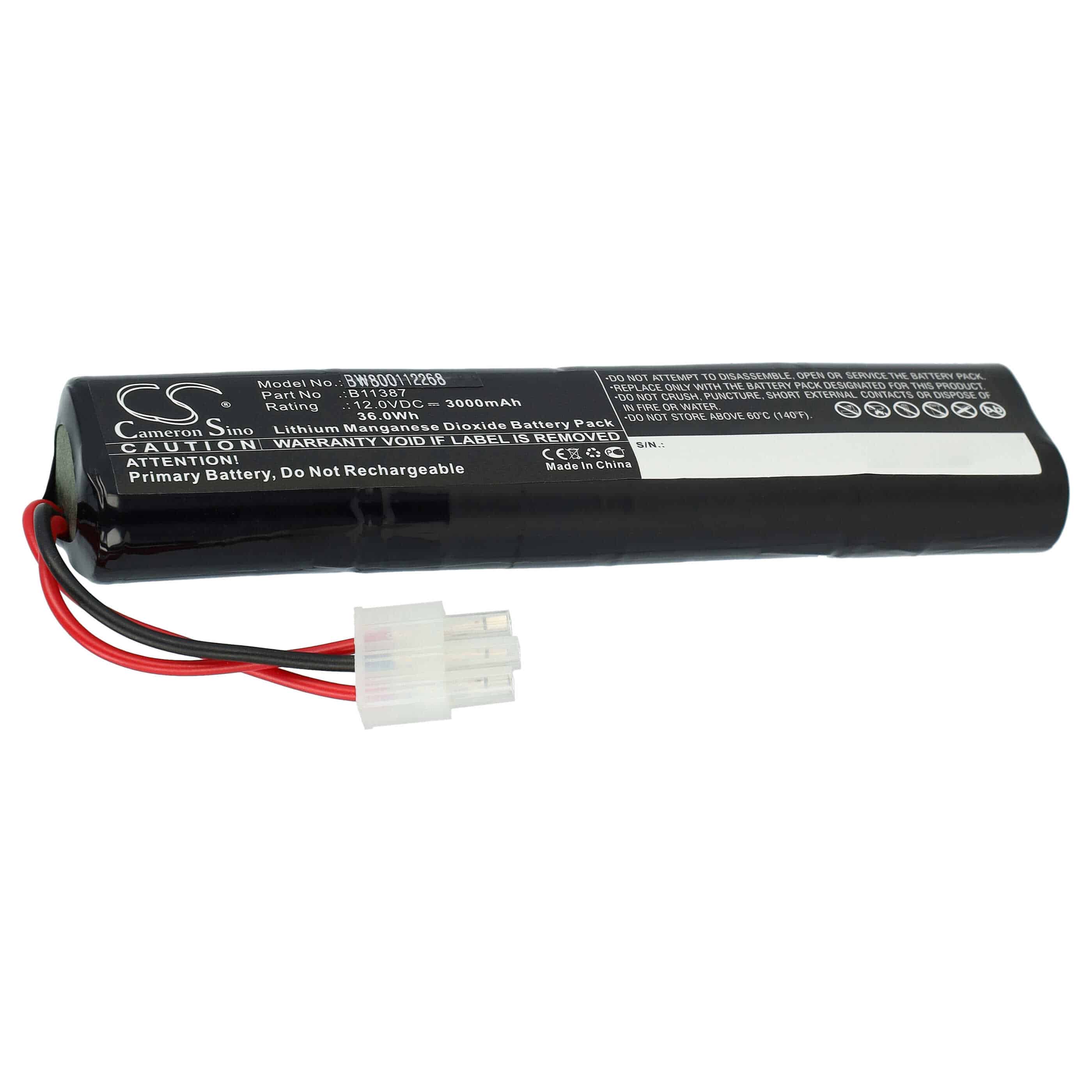 Batterie als Ersatz für 00185-2, 001852, B11387, 8000-0807-01, 4032-001 - 3000mAh 12V Li-MnO2
