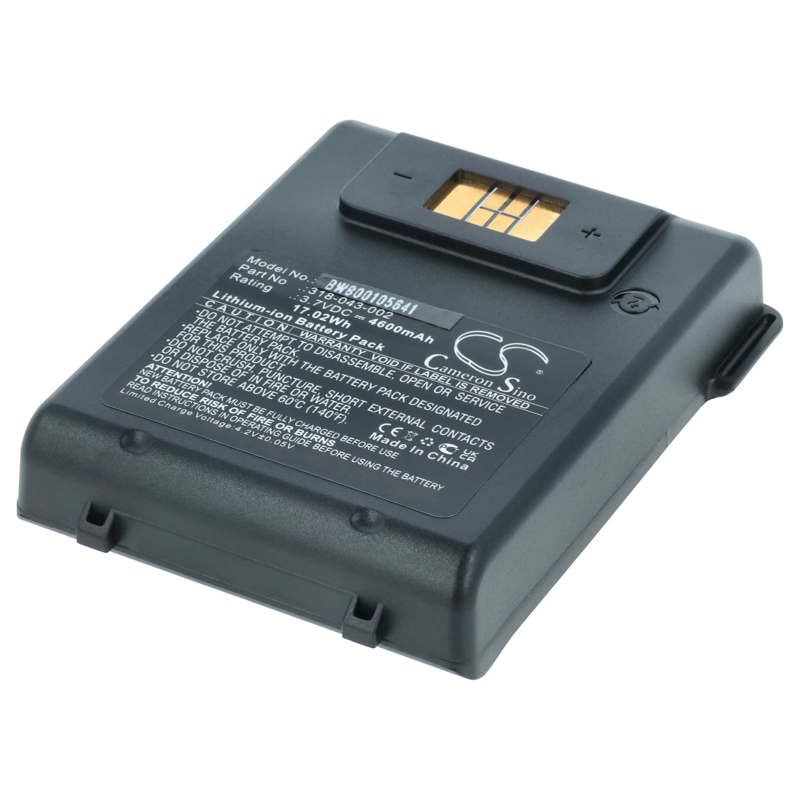 2x Batería reemplaza Intermec 318-043-002, 1000AB01 para escáner código de barras (4600 mAh, 3,7 V, Li-Ion)