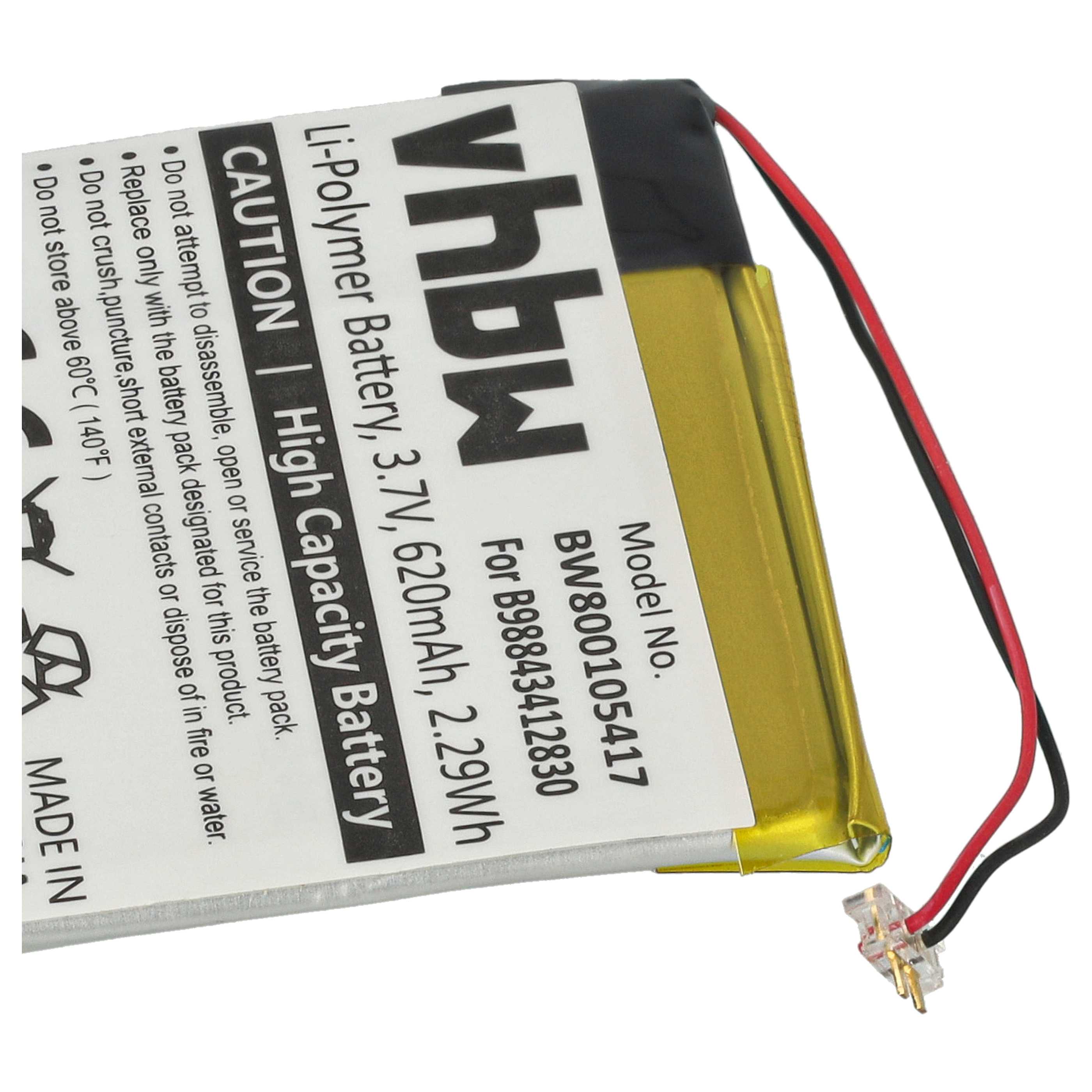 MP3-Player Battery replaces Samsung B98843412830 - 620 mAh 3.7 V Li-polymer